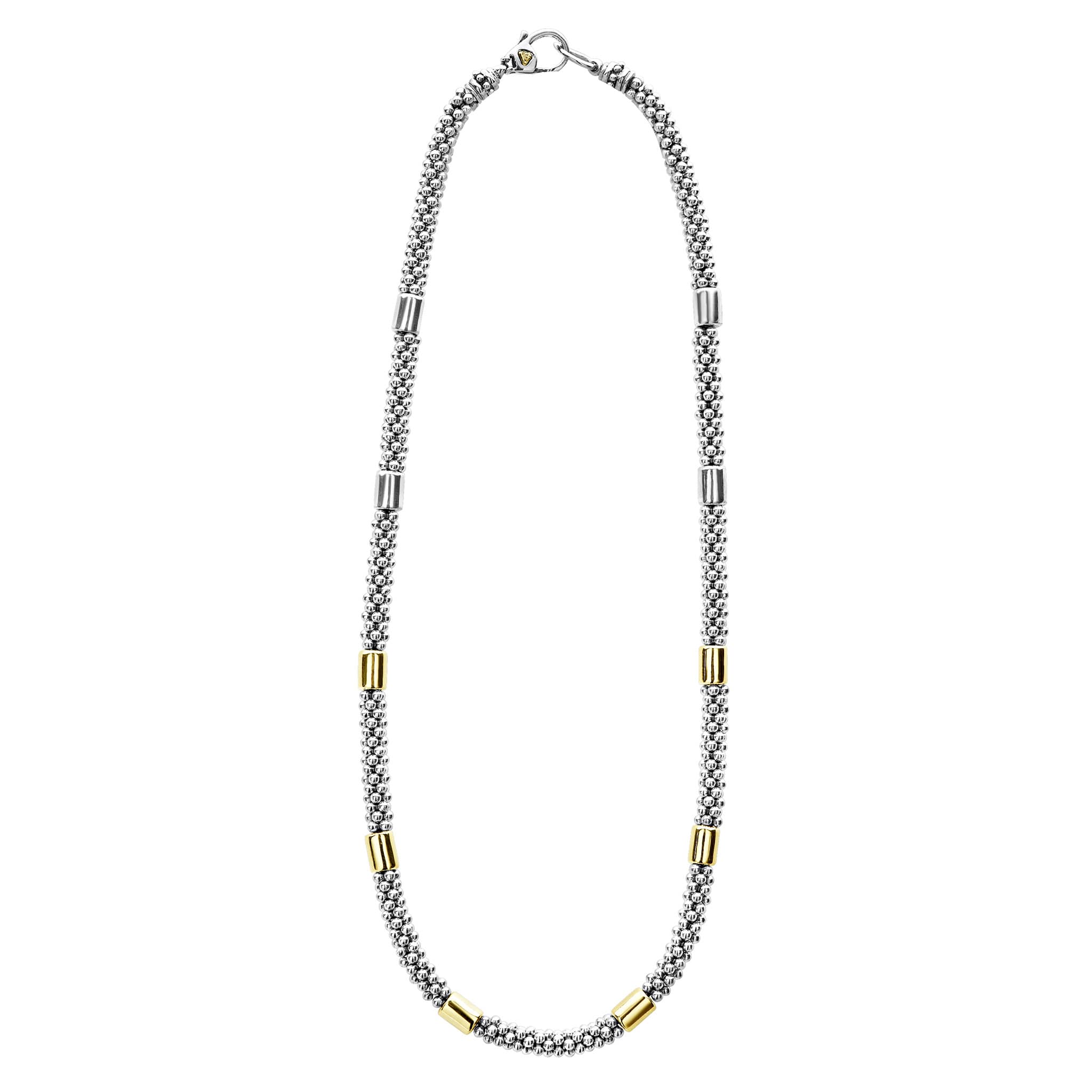 High Bar Two-Tone Station Caviar Necklace | 5mm - Image 3