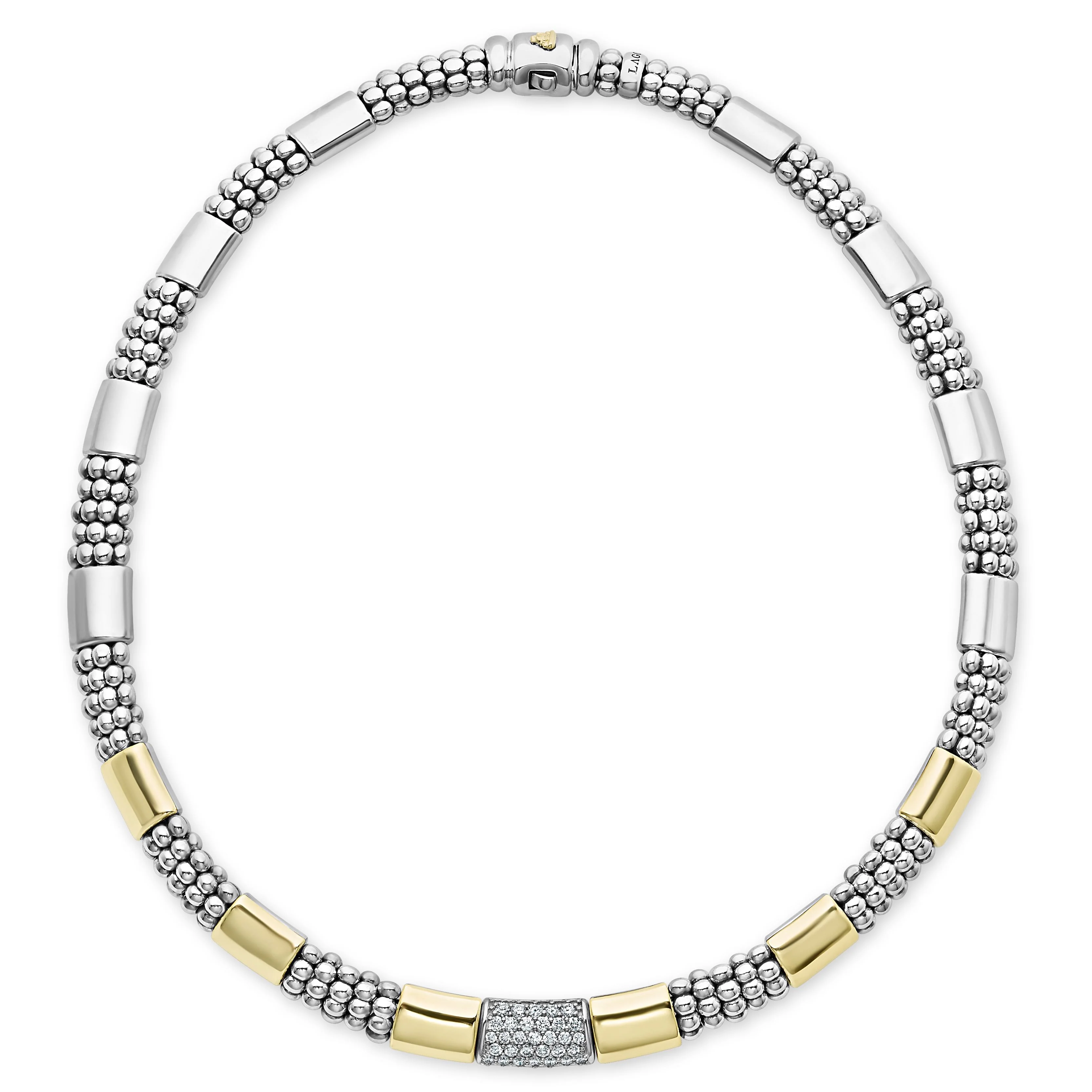 High Bar Two-Tone Station Diamond Necklace - Image 3