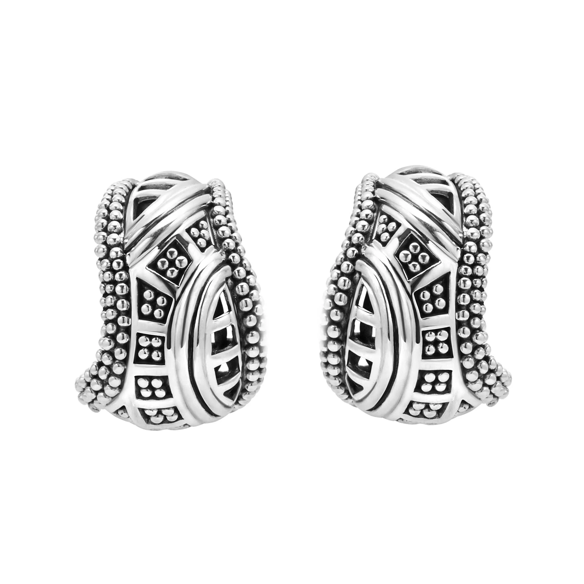 Keep Memory Alive Caviar Omega Clip Earrings - Image 3