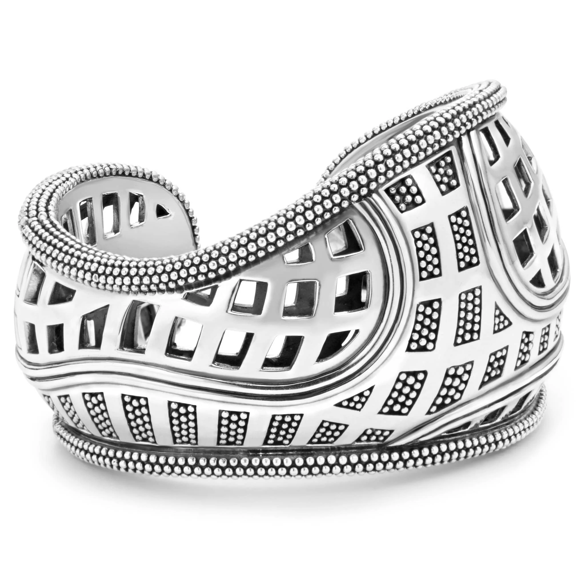 Keep Memory Alive Sterling Silver Sculptural Statement Cuff Bracelet