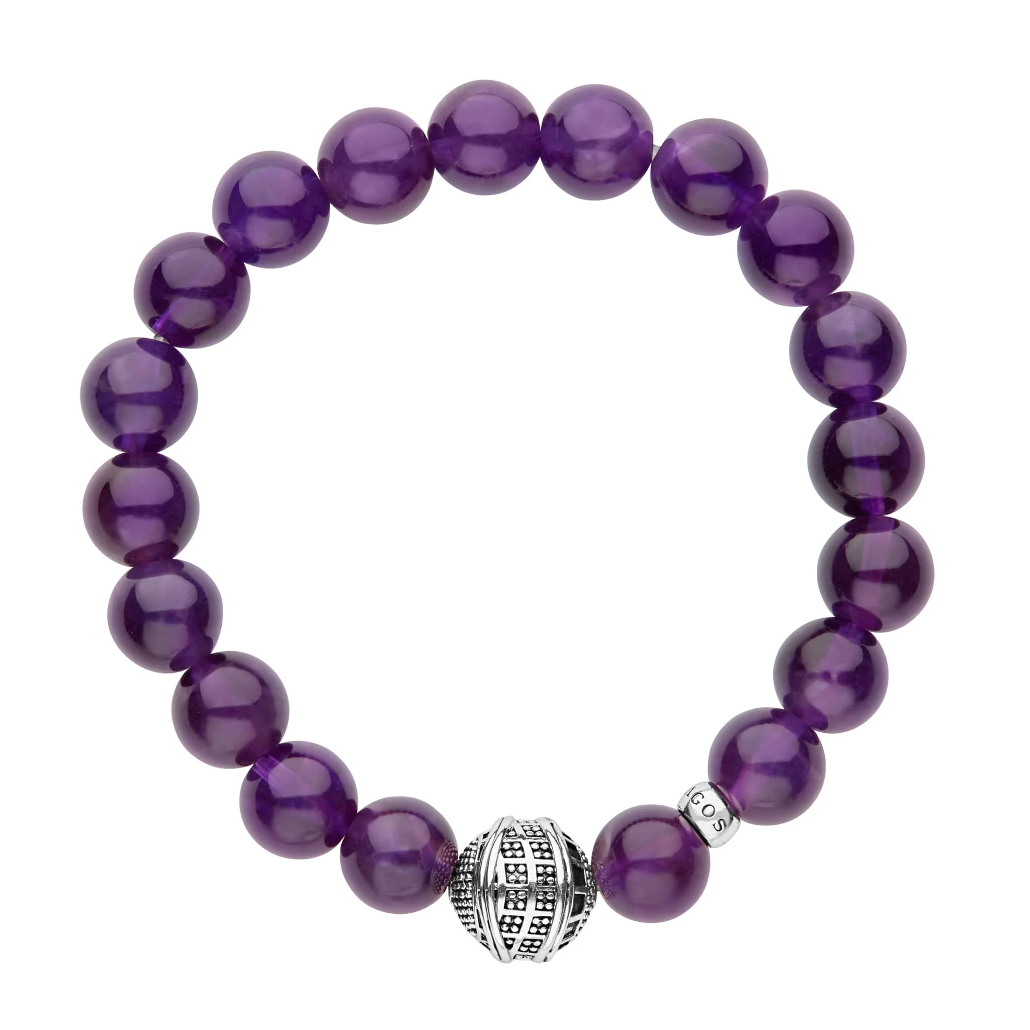 Keep Memory Alive Amethyst Silver Station Bead Bracelet - Image 3