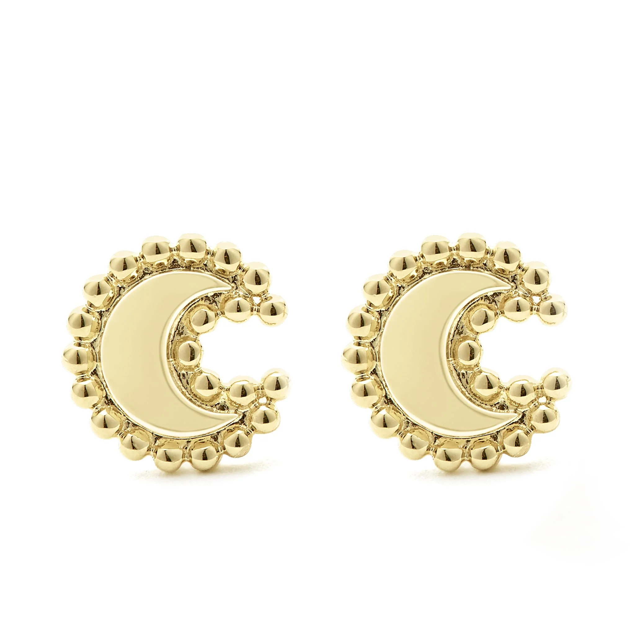 KSL 18K Gold Crescent Stud Earrings - Image 4