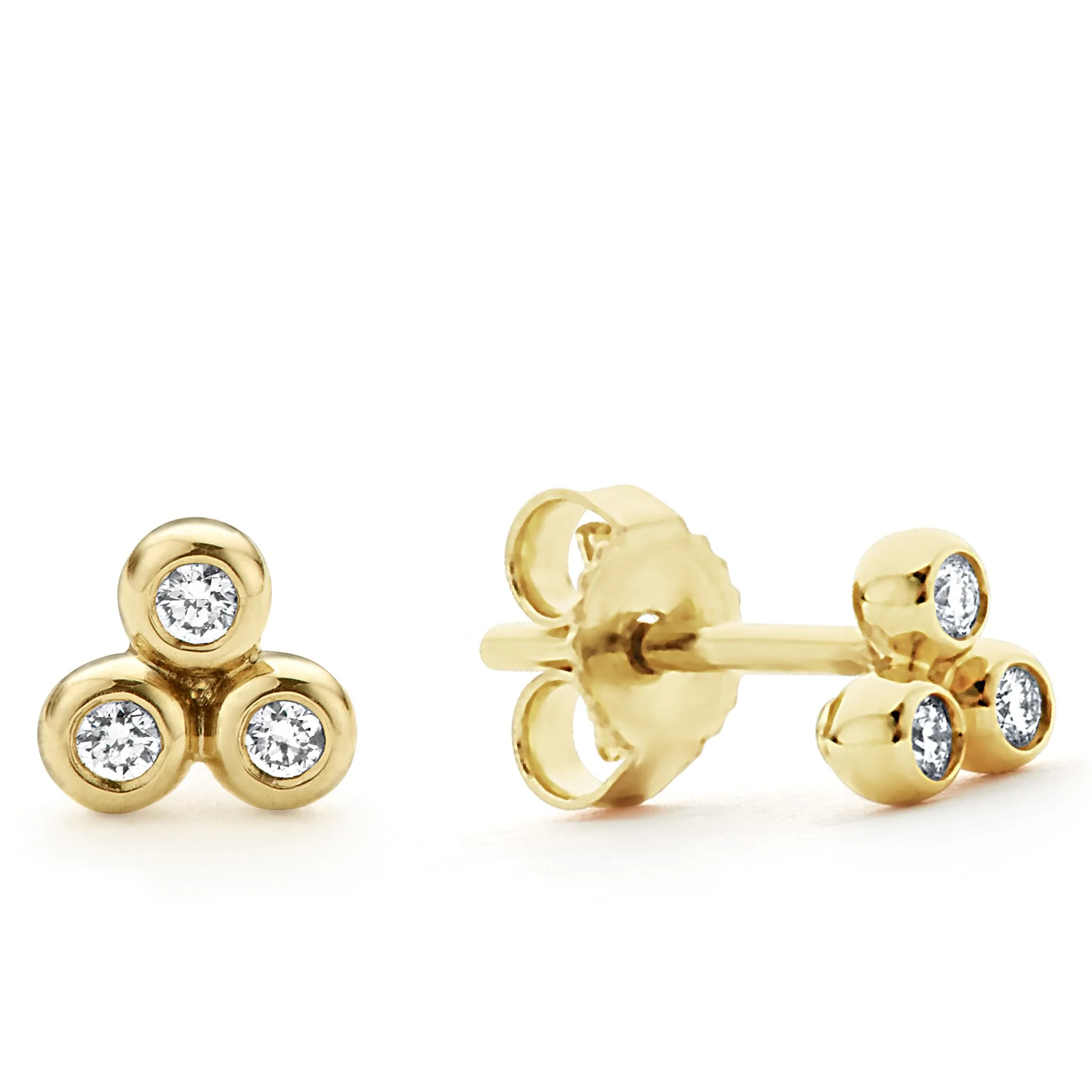 KSL 18K Gold Triangle Diamond Stud Earrings - Image 3
