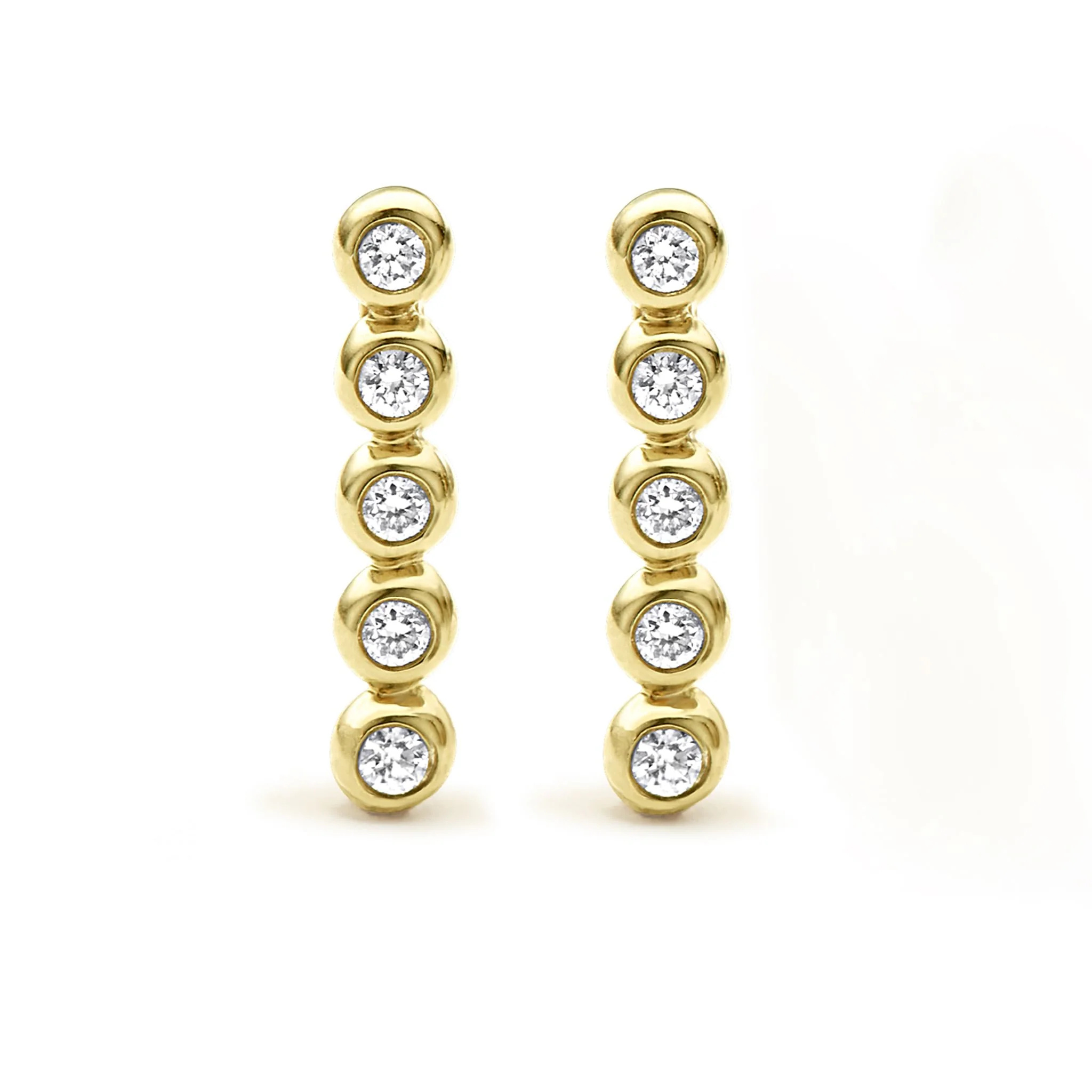 KSL 18K Gold Diamond Bar Stud Earrings - Image 4