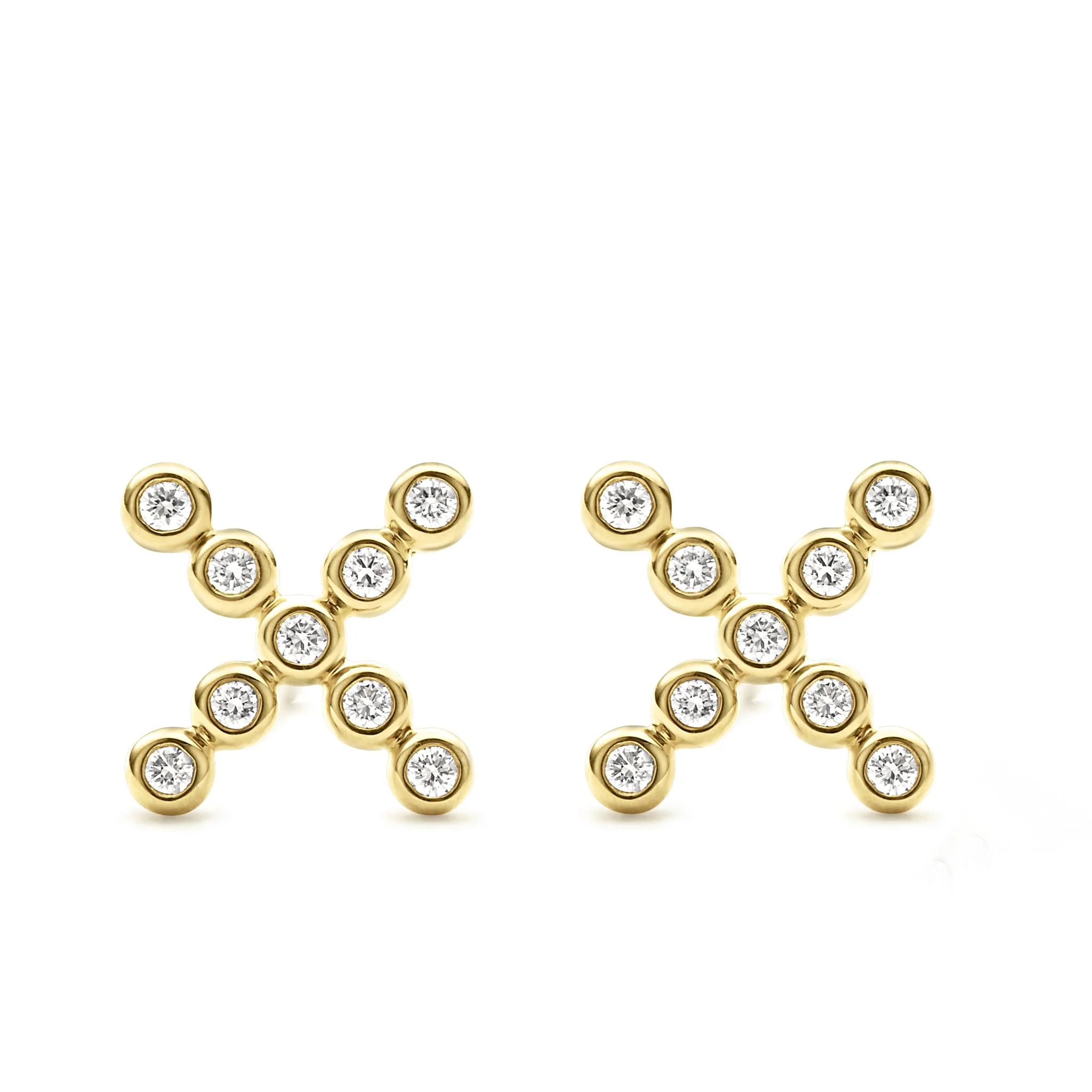 KSL 18K Gold X Diamond Stud Earrings - Image 4