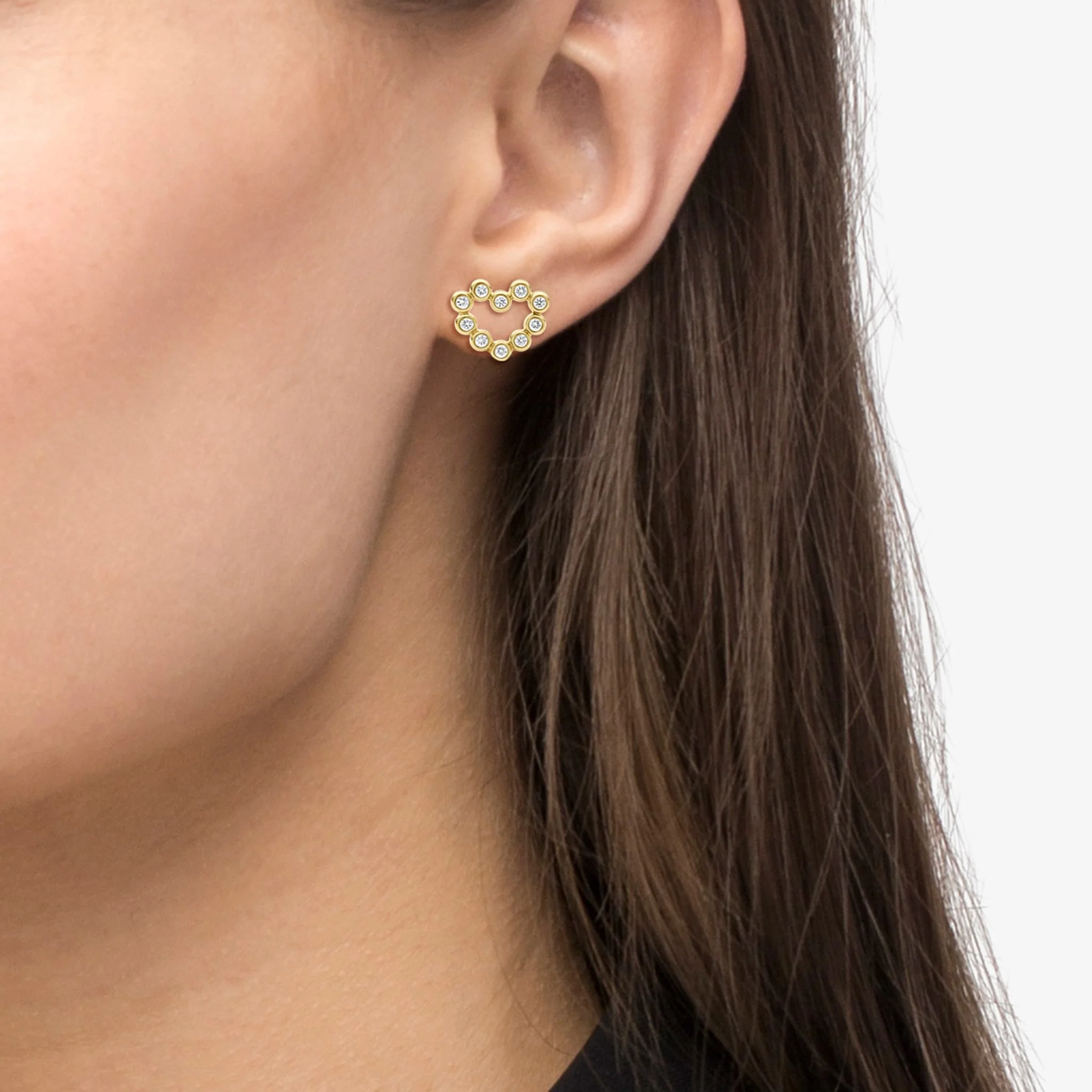 KSL 18K Gold Heart Diamond Stud Earrings - Image 2