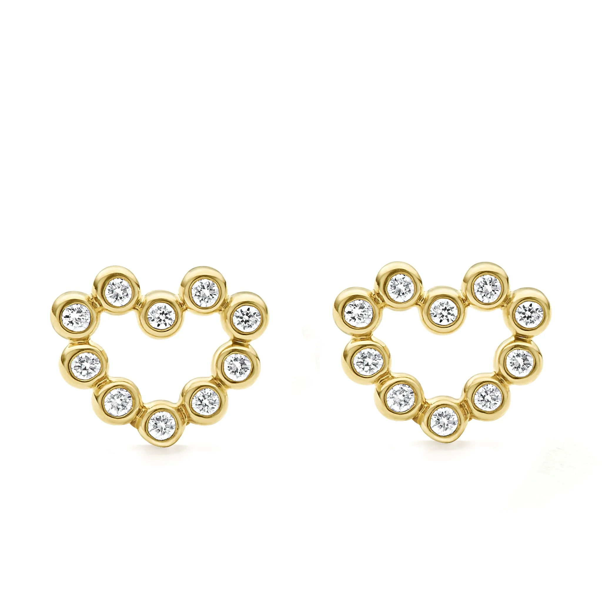 KSL 18K Gold Heart Diamond Stud Earrings - Image 4