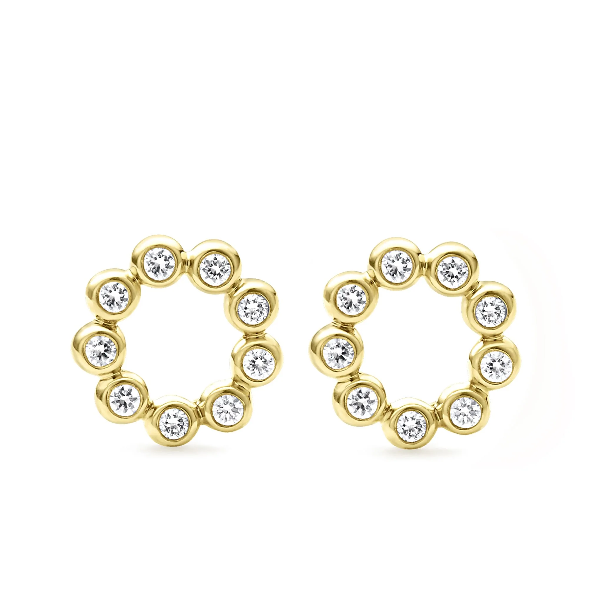 KSL 18K Gold Circle Diamond Stud Earrings - Image 4