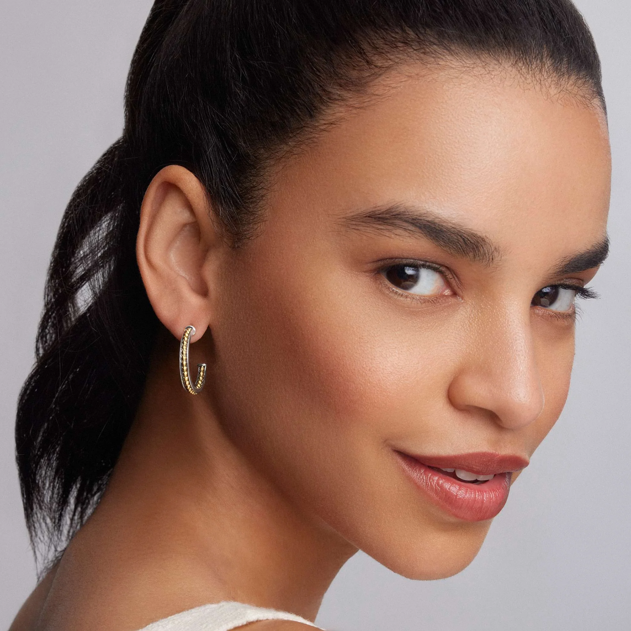 KSL Small Two-Tone Hoop Earrings - Image 2