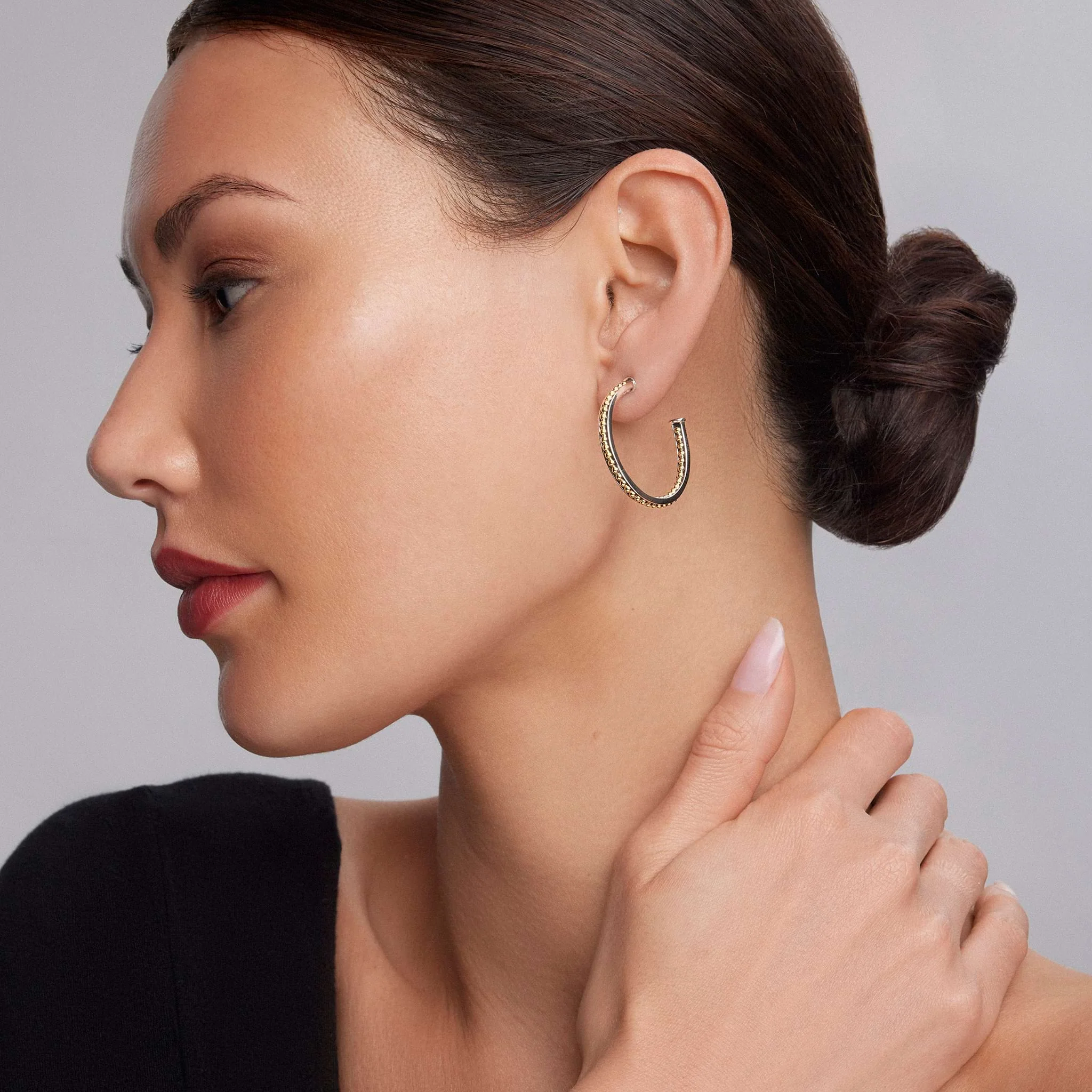 KSL Medium Two-Tone Hoop Earrings - Image 2