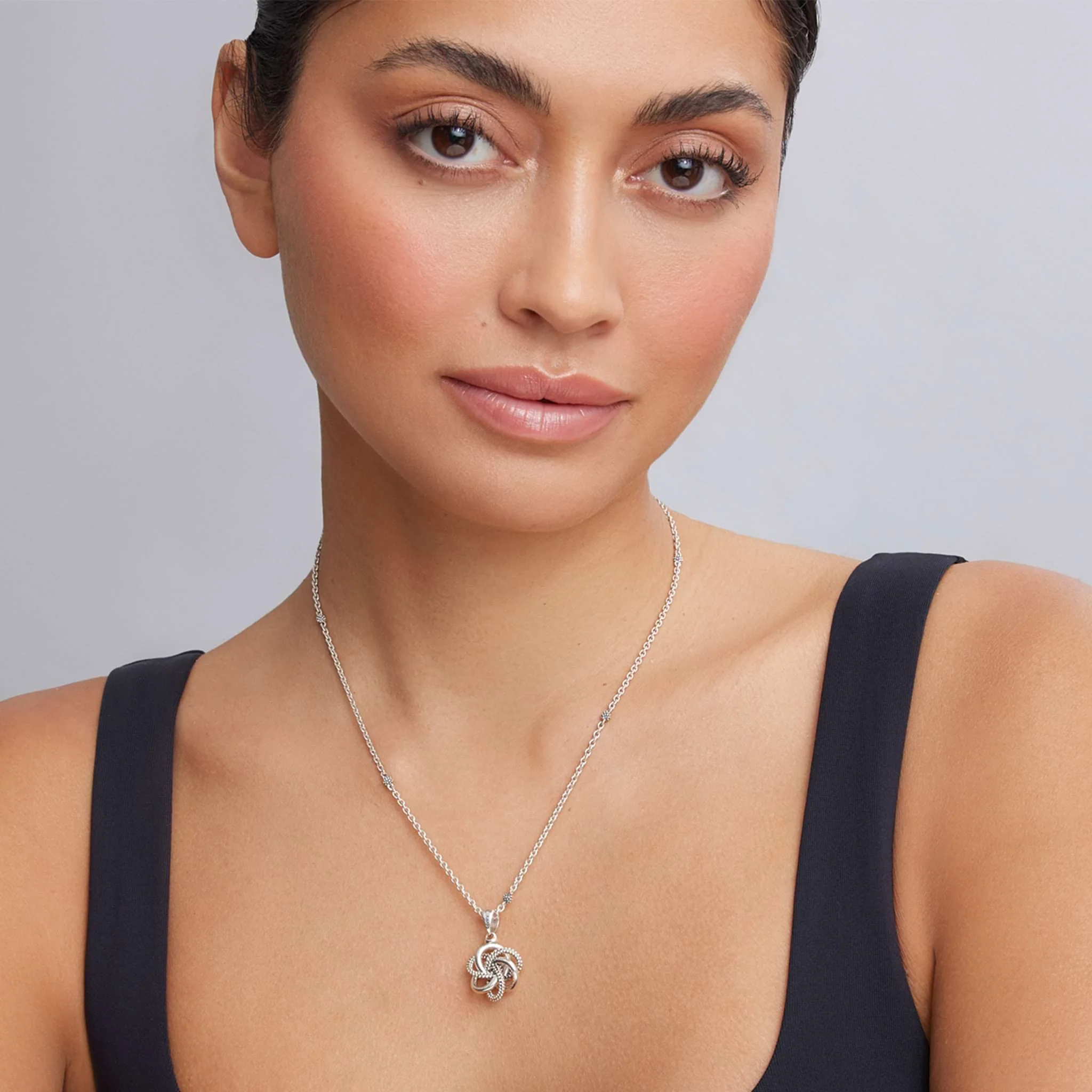 Love Knot Small Sterling Silver Love Knot Pendant Necklace - Image 2