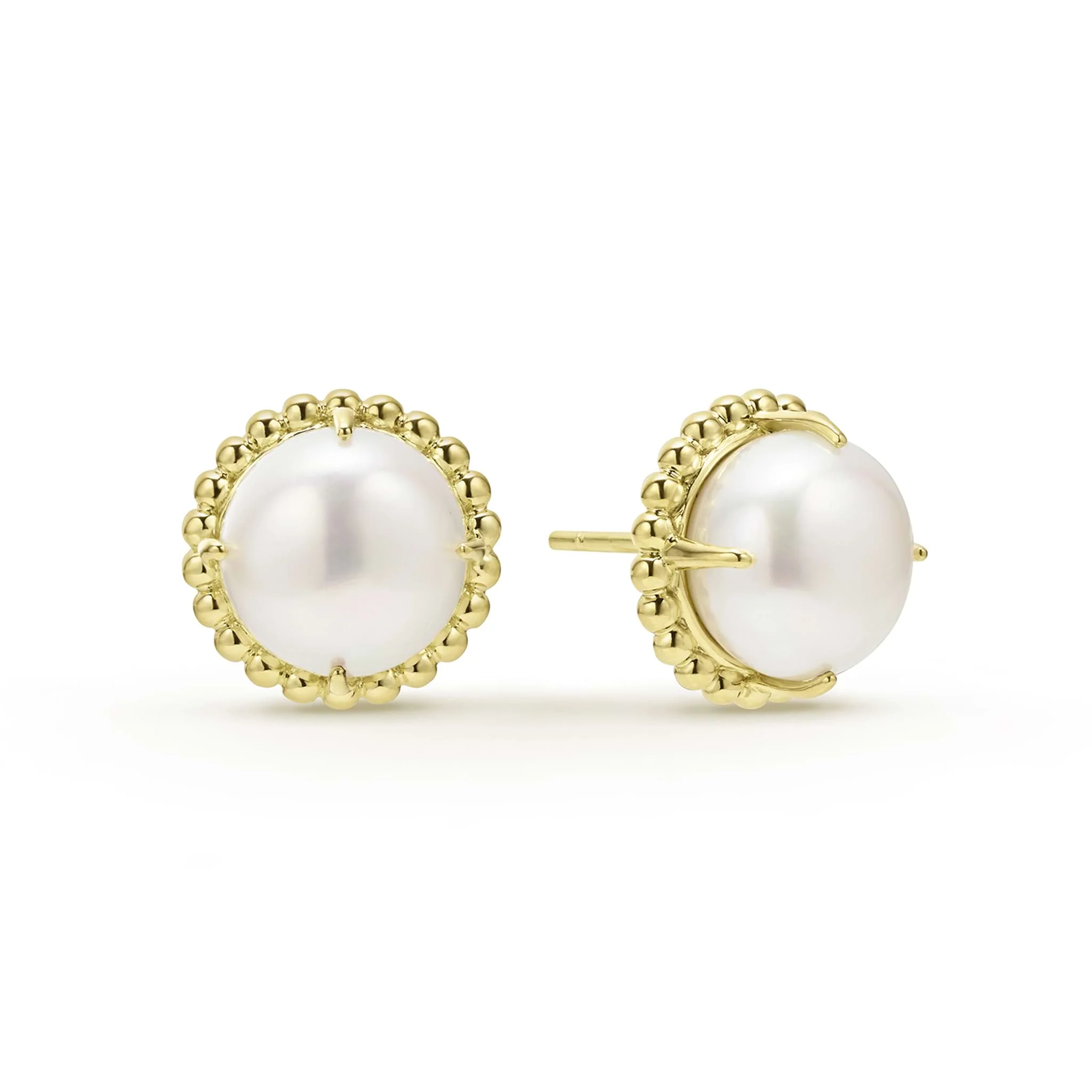 Luna 18K Gold Pearl Stud Earrings (Studio)