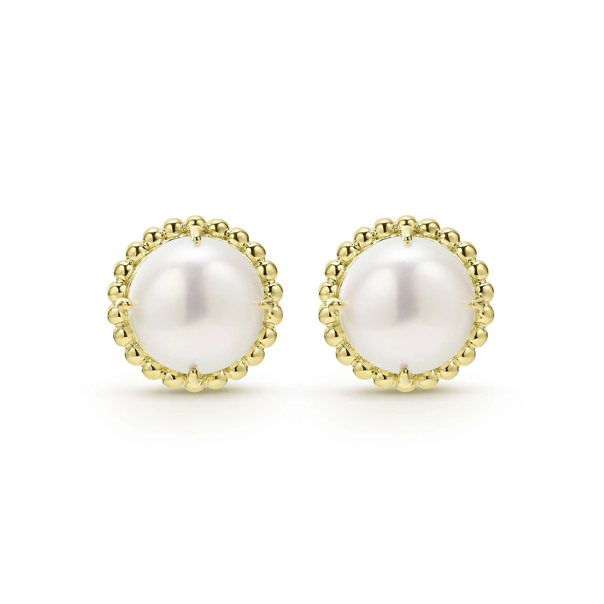 Luna 18K Gold Pearl Stud Earrings (Studio) - Image 3