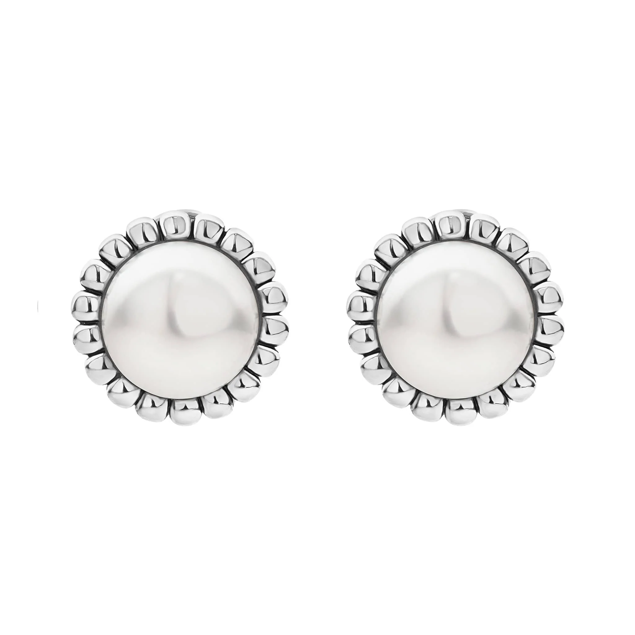 Luna Fluted Pearl Stud Earrings - Image 3