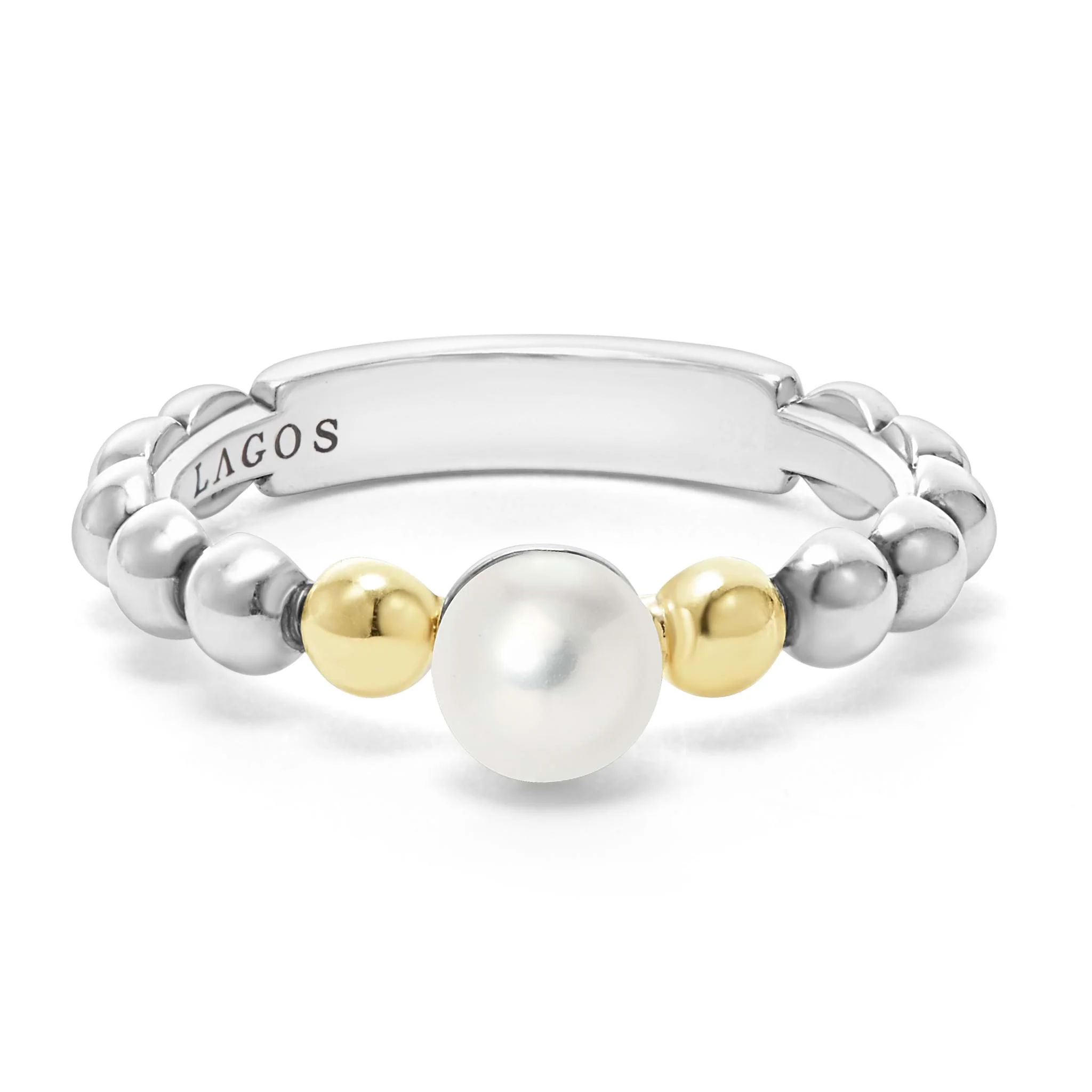 Luna Two-Tone Beaded Pearl Ring - Image 3