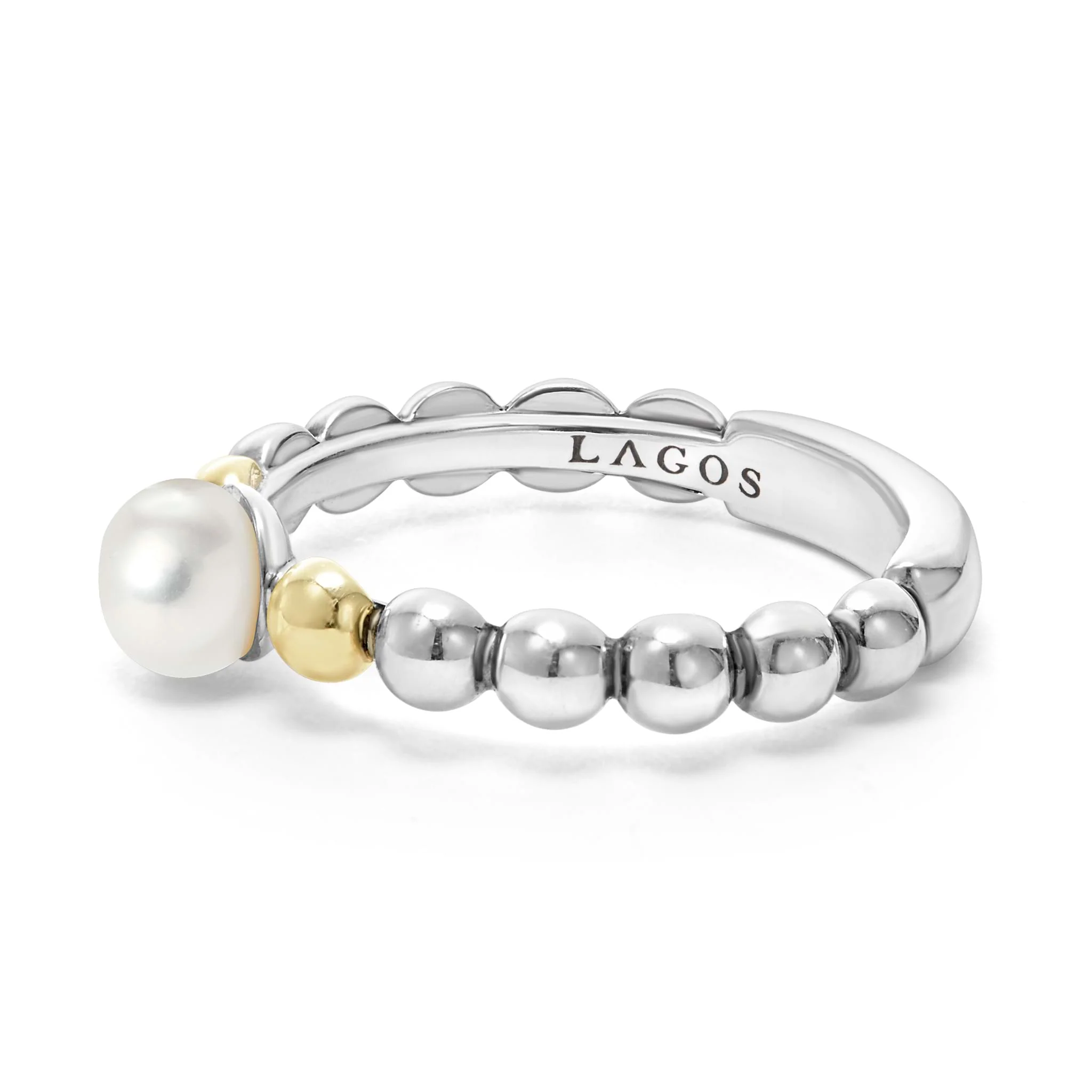Luna Two-Tone Beaded Pearl Ring - Image 4