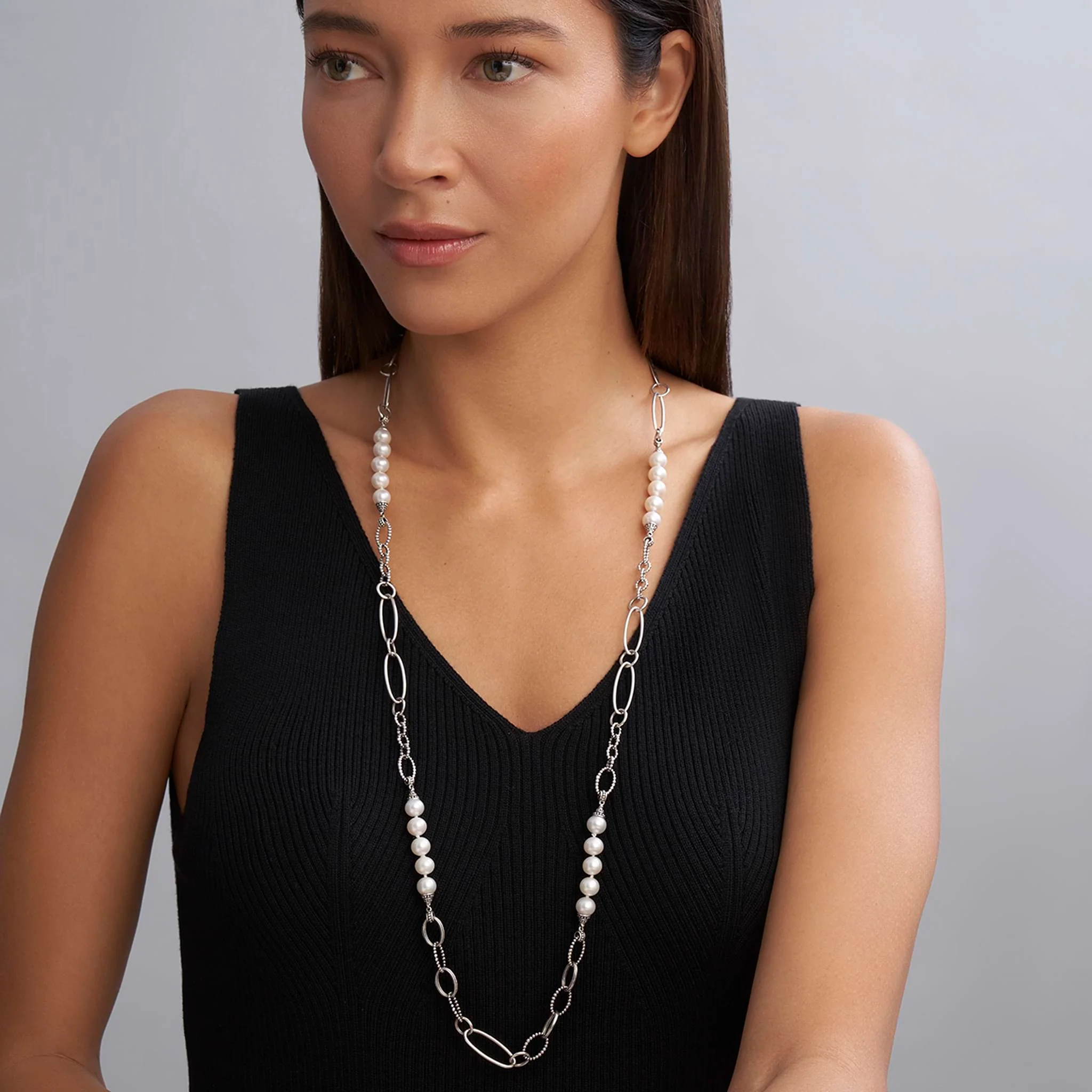 Luna Caviar Pearl Link Necklace - Image 2