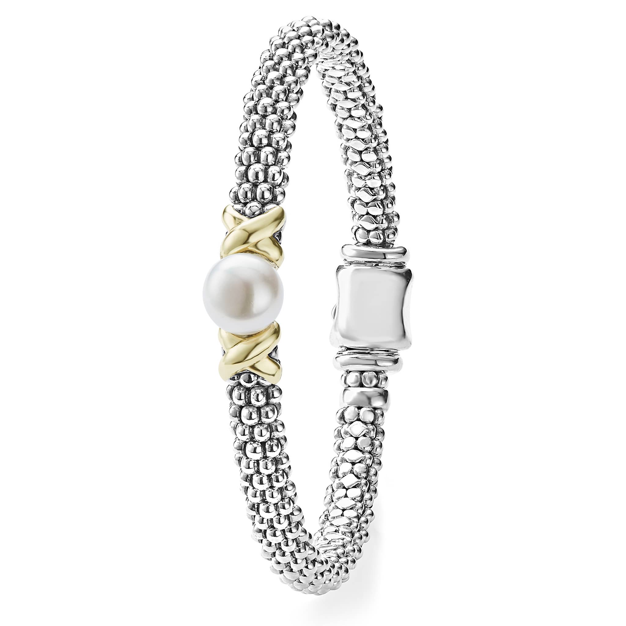 Luna Two-Tone X Pearl Caviar Bracelet | 6mm - Image 3