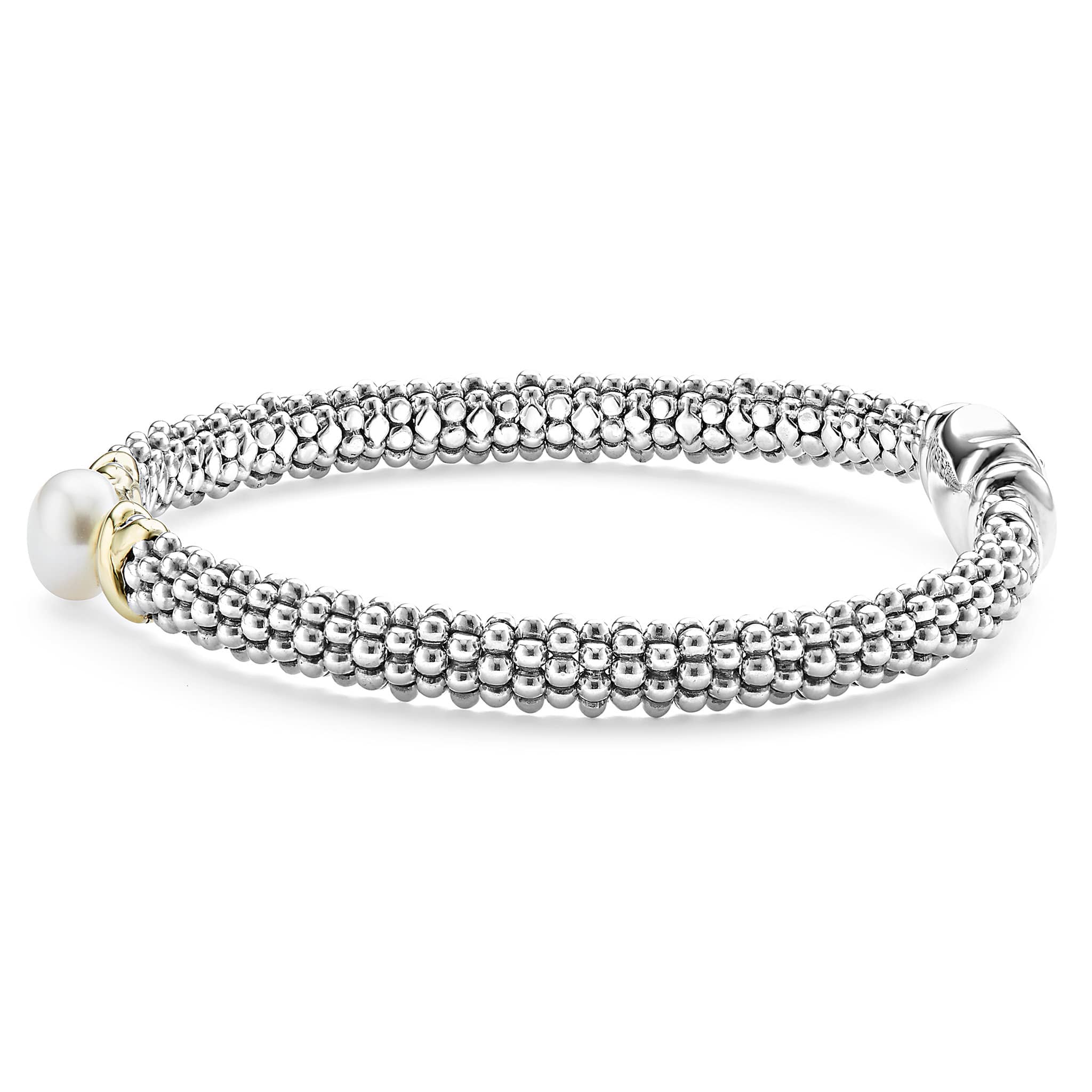 Luna Two-Tone X Pearl Caviar Bracelet | 6mm - Image 4