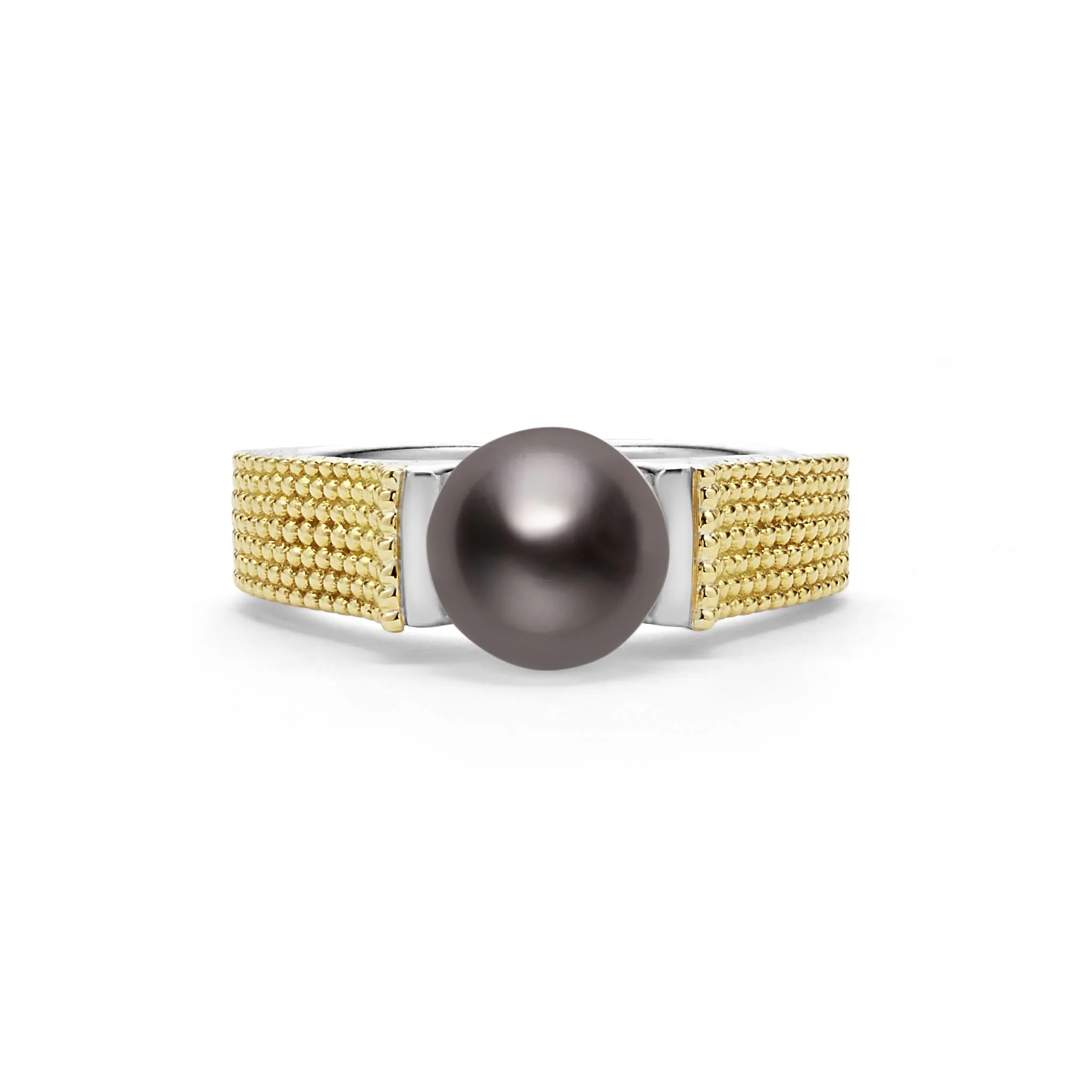 Luna Two-Tone Tahitian Black Pearl Ring - Image 3
