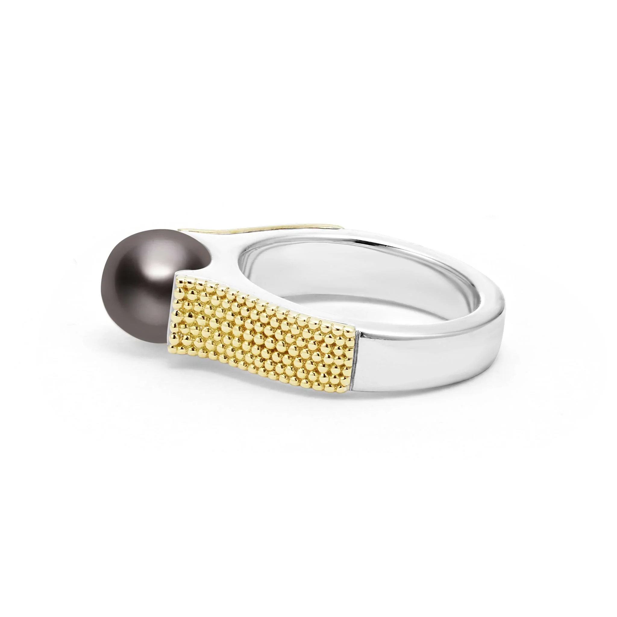 Luna Two-Tone Tahitian Black Pearl Ring - Image 4