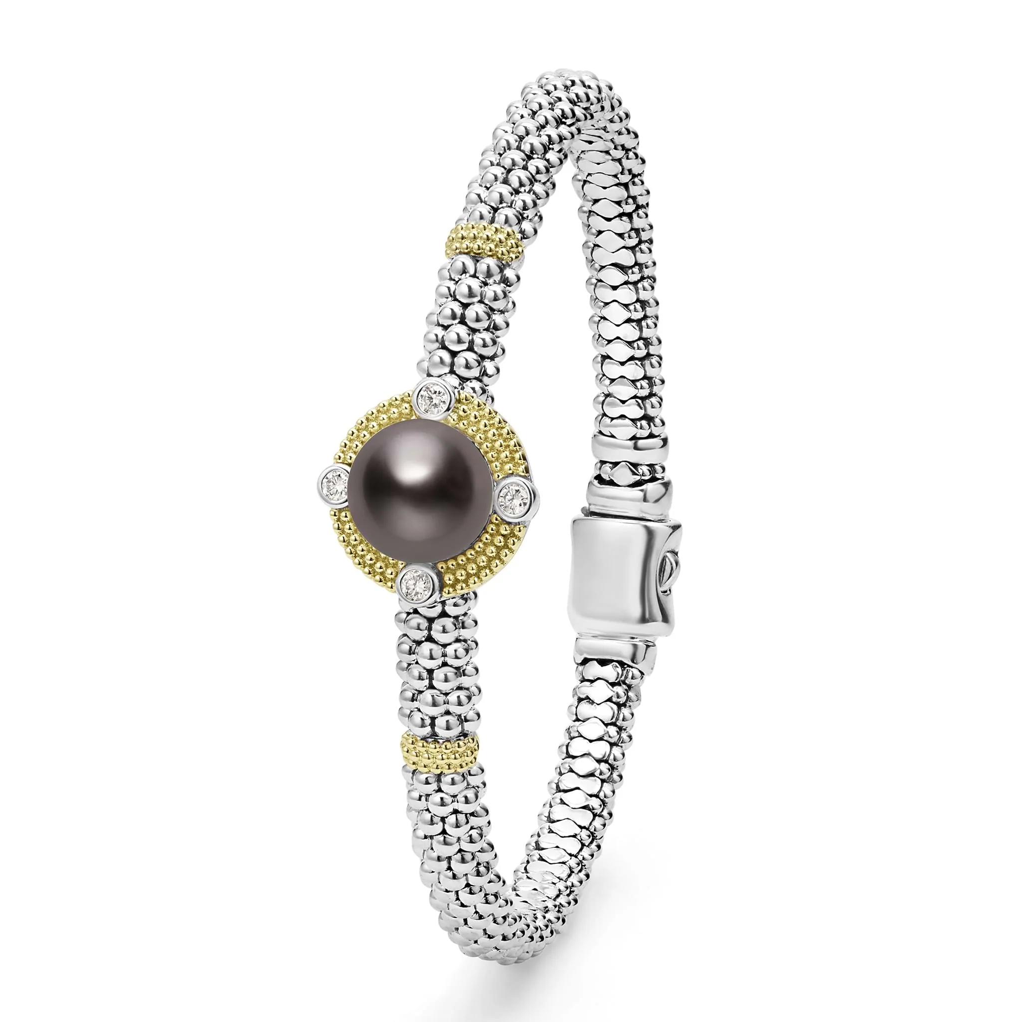 Luna Tahitian Black Pearl Diamond Caviar Bracelet | 6mm - Image 3