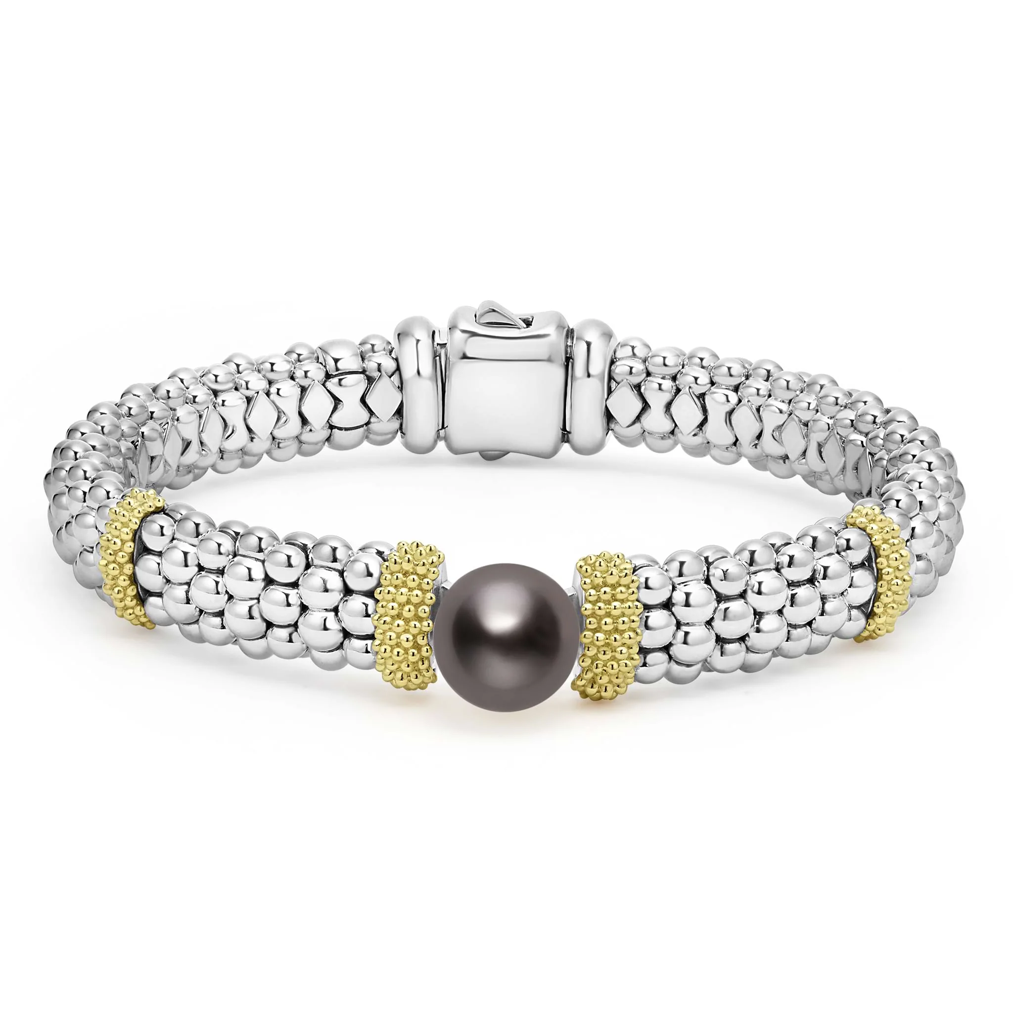 Luna Two-Tone Tahitian Black Pearl Caviar Bracelet | 9mm