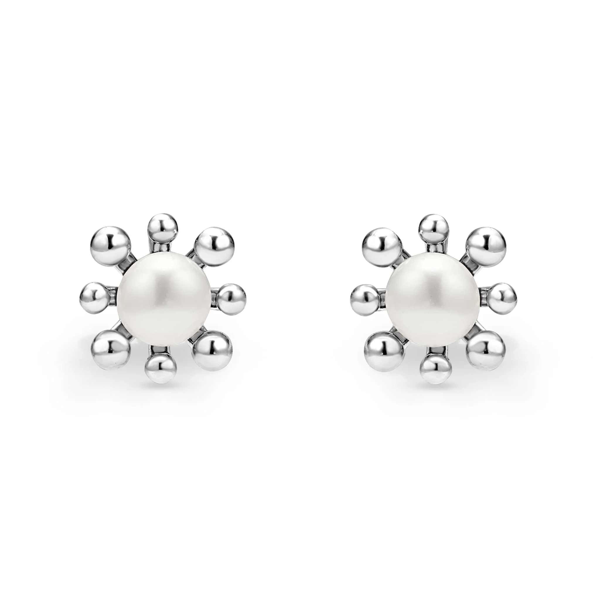 Luna Fleur Pearl Stud Earrings - Image 4