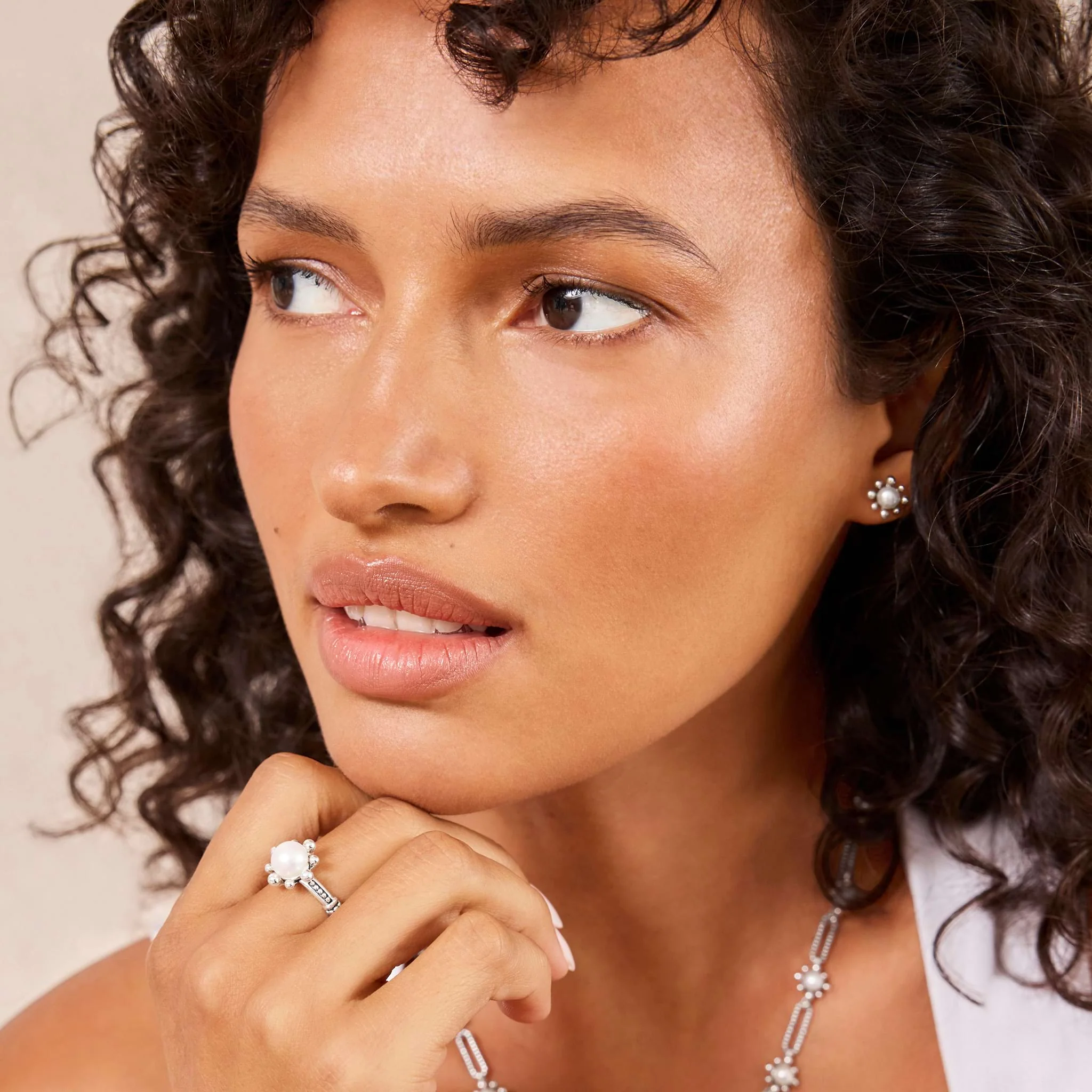 Luna Fleur Pearl Stud Earrings - Image 5