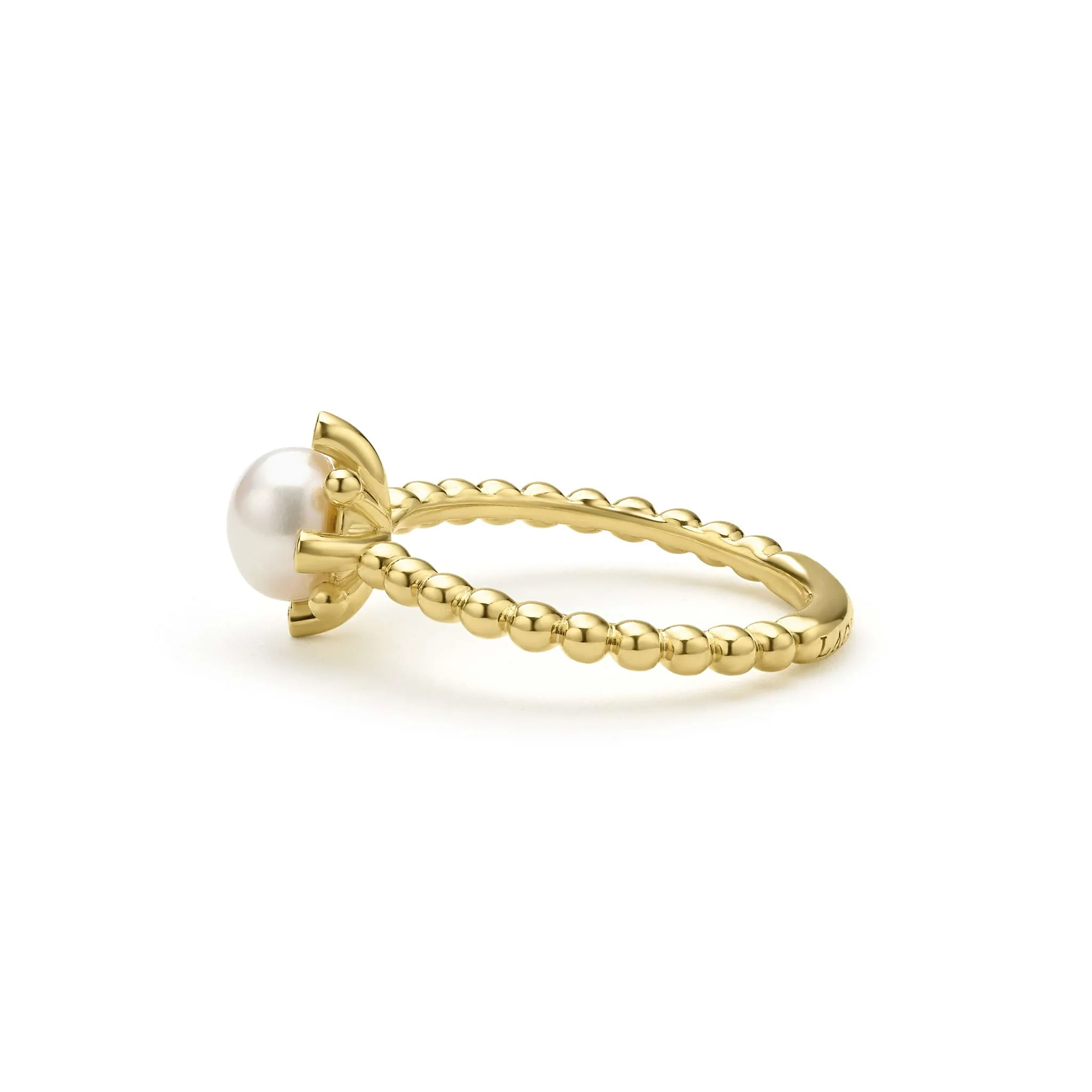 Luna 18K Gold Fleur Pearl Diamond Ring - Image 3