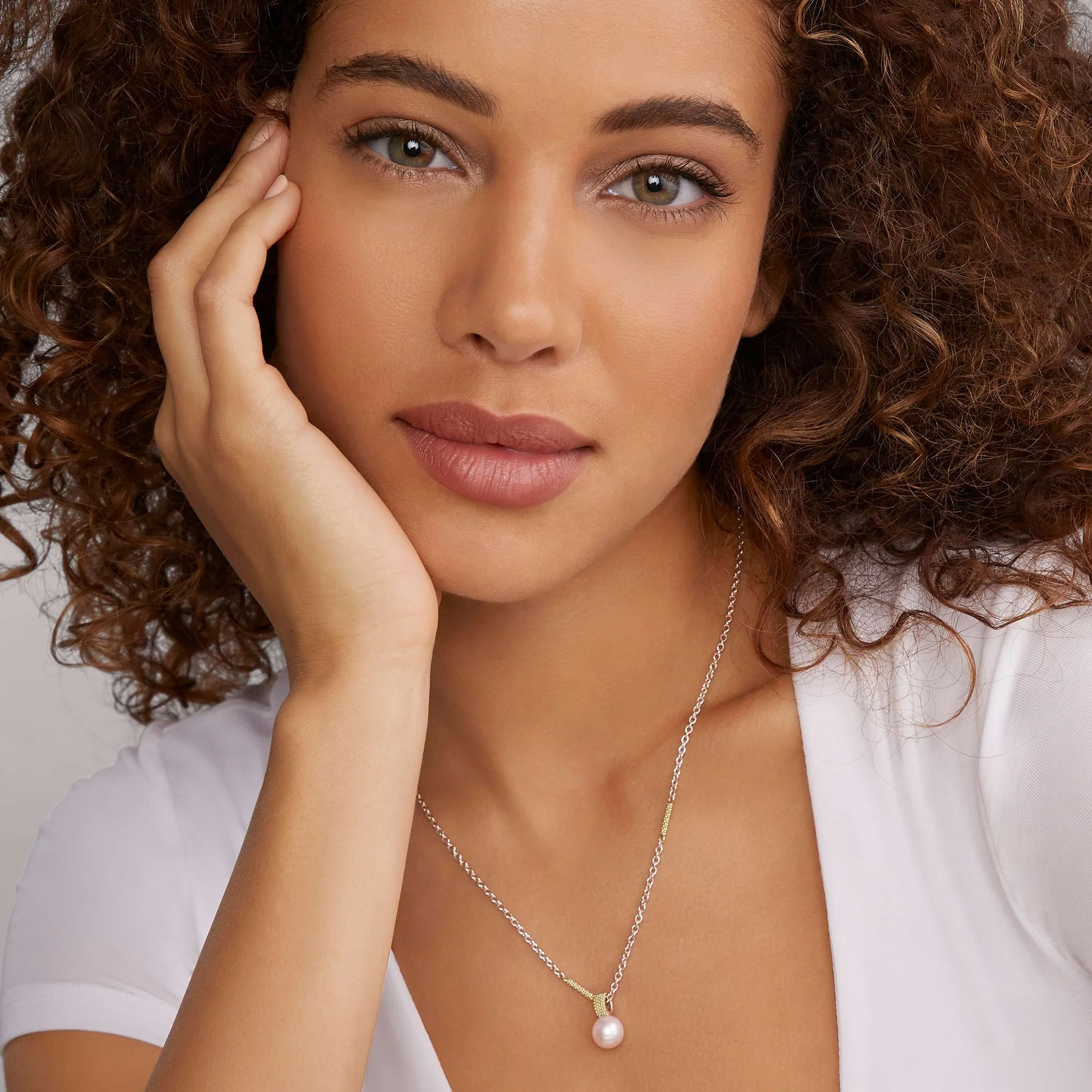 Luna Pearl Two-Tone Pendant Necklace - Image 2