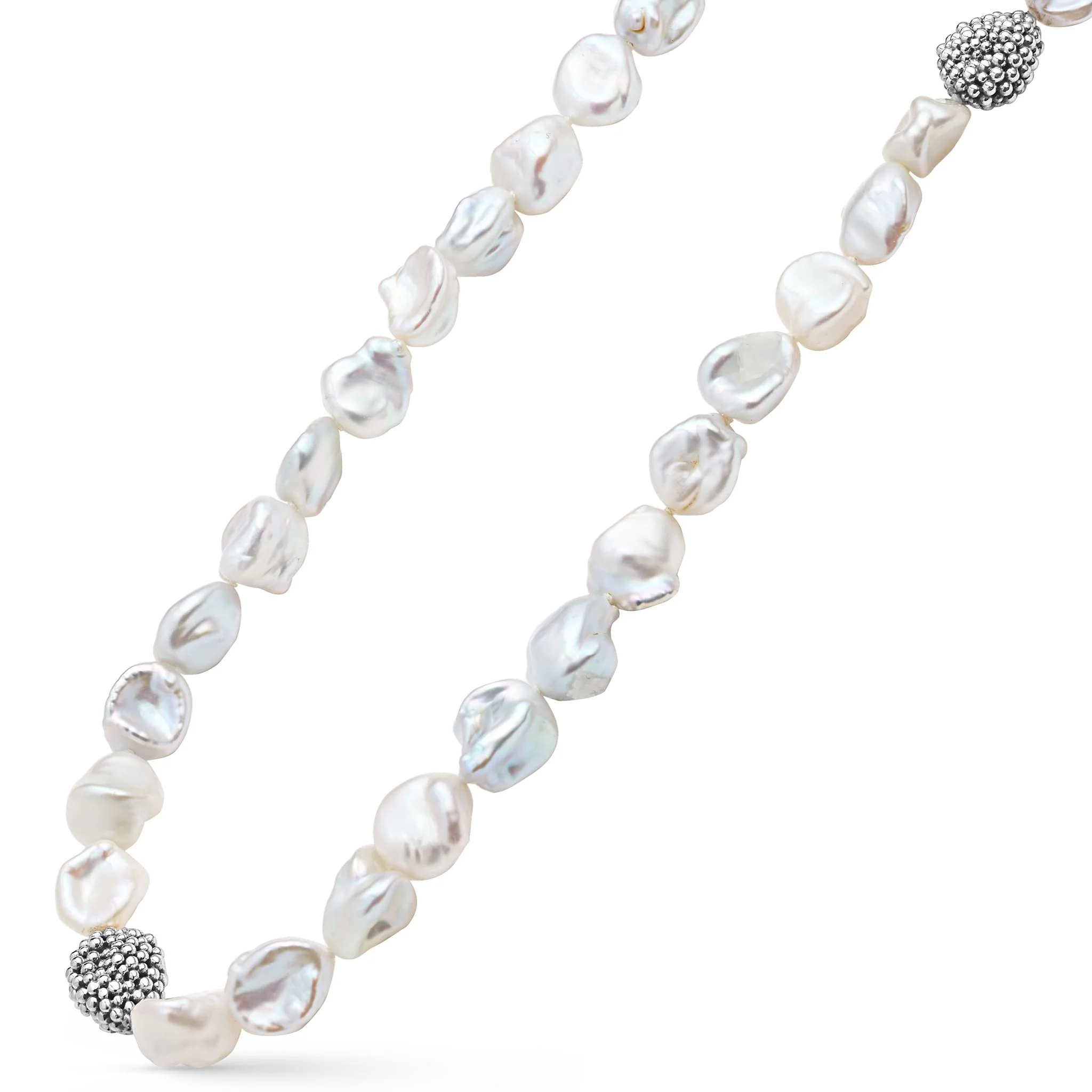 Luna Long Sterling Silver Keshi Pearl Necklace - Image 4