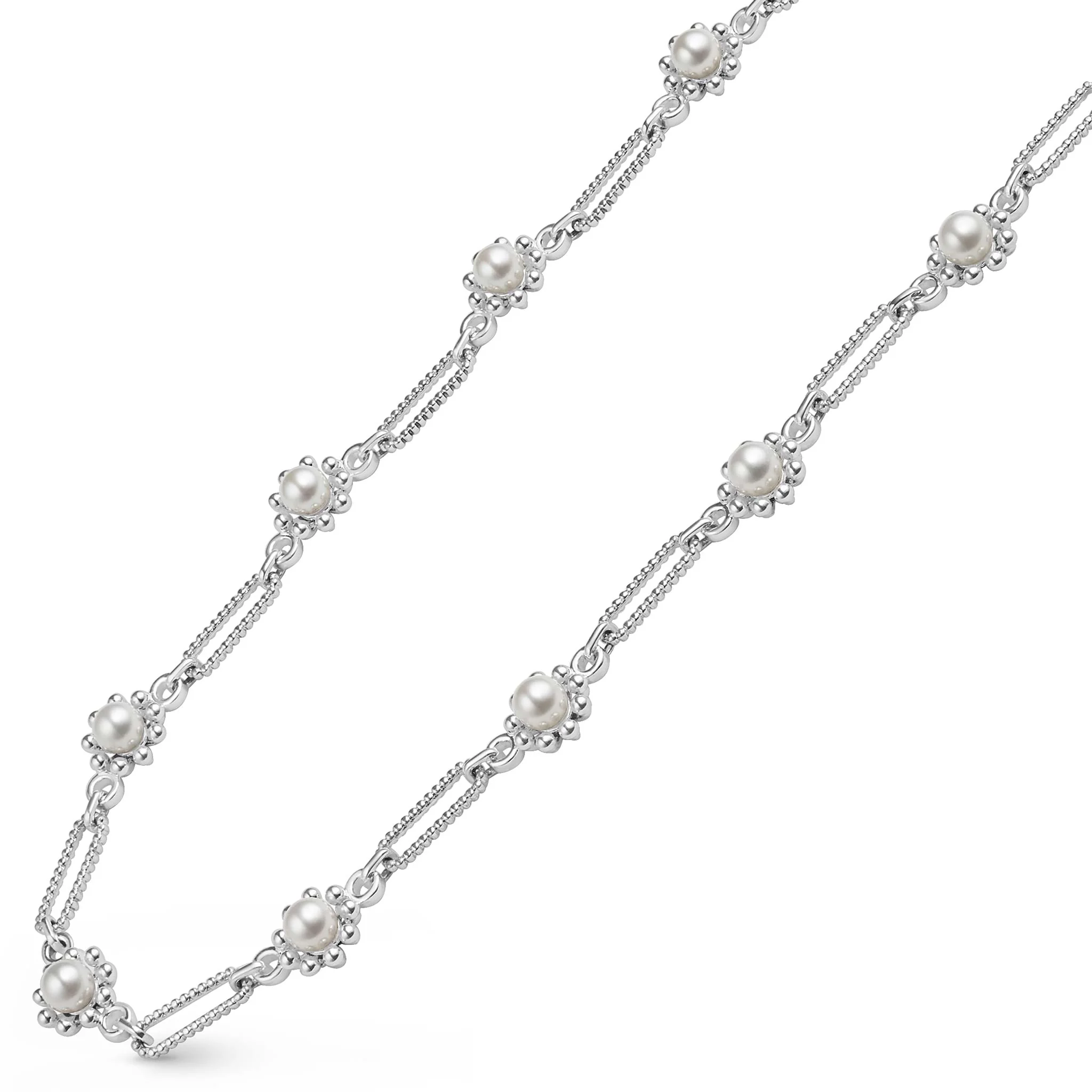 Luna Fleur Pearl Link Necklace - Image 4
