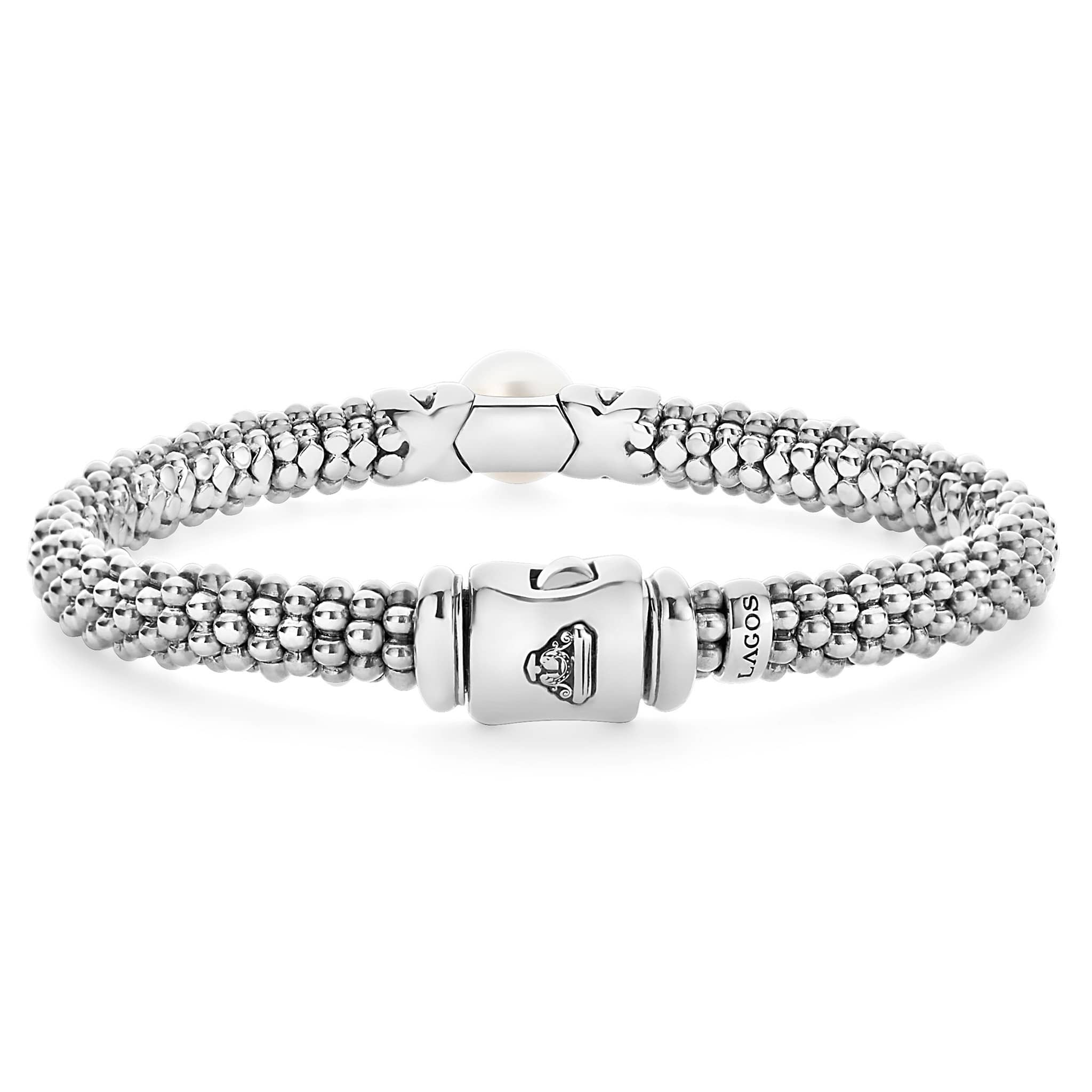 Luna Sterling Silver "X" Pearl Caviar Bracelet | 6mm - Image 4