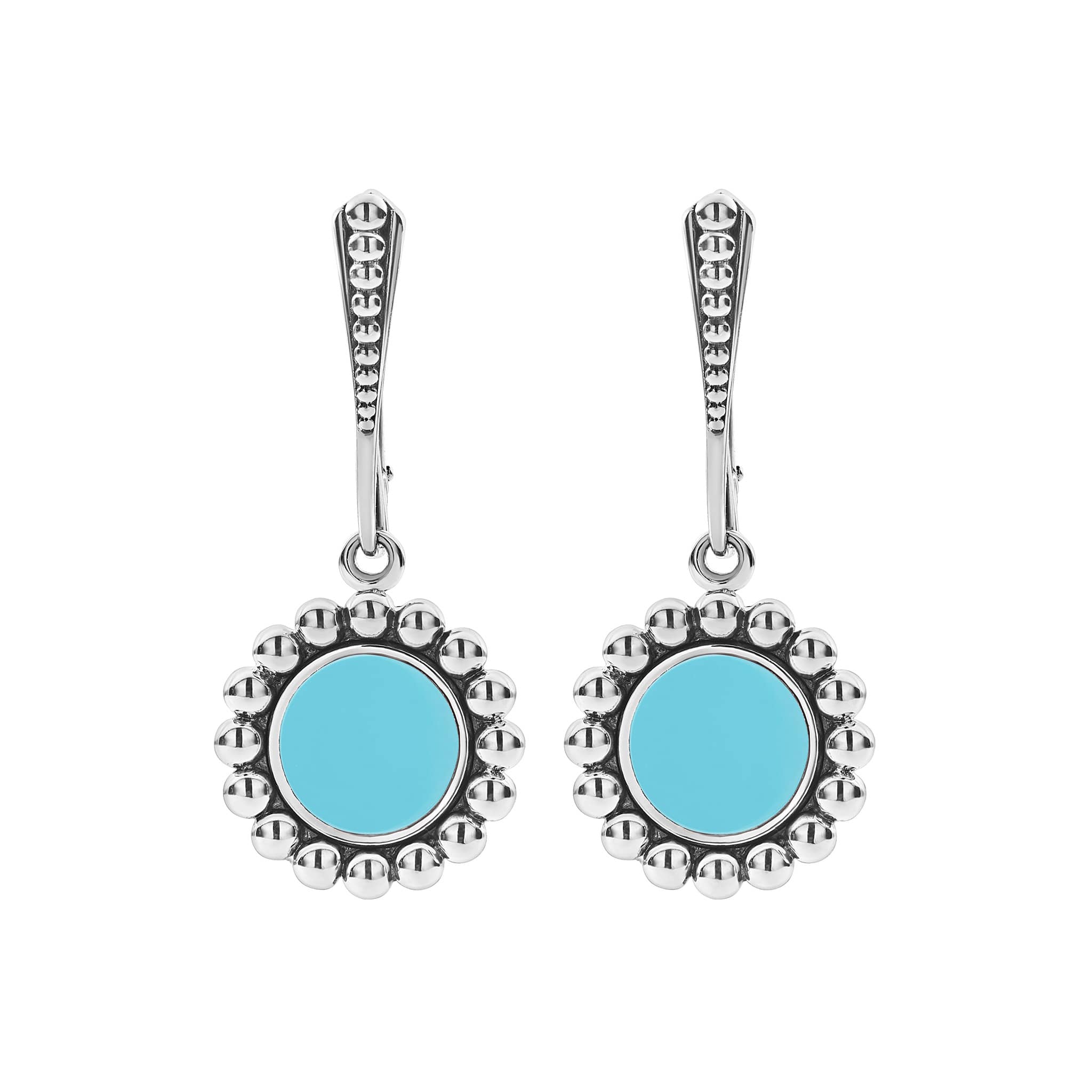 Maya Sterling Silver Small Ceramic Circle Drop Earrings - Image 3