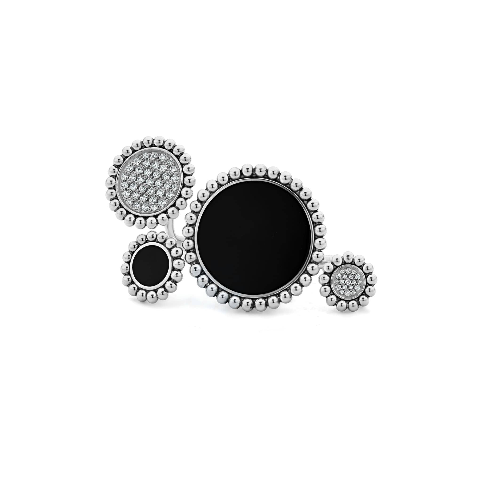 Maya Onyx & Diamond Circle Statement Ring - Image 3