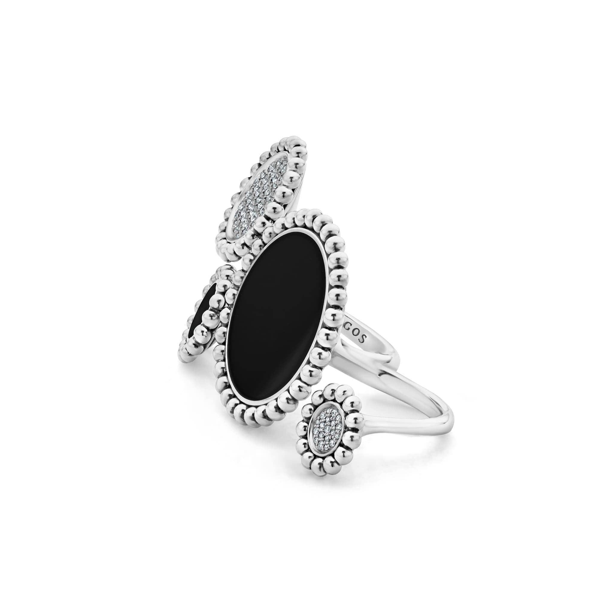 Maya Onyx & Diamond Circle Statement Ring - Image 4
