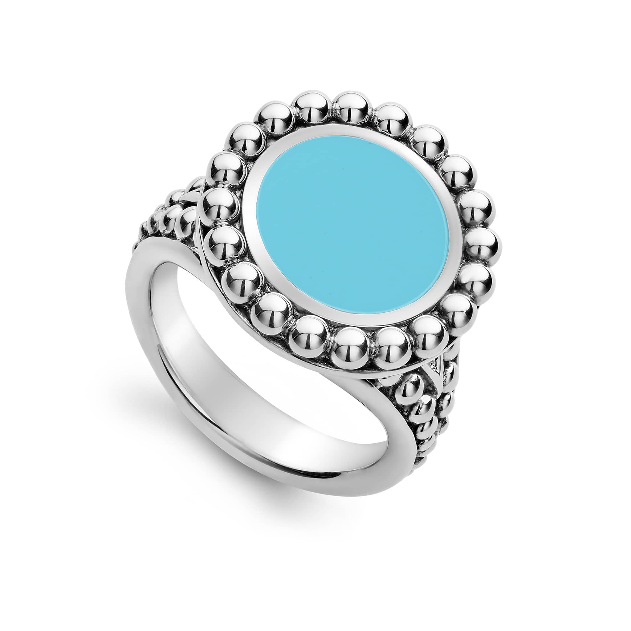 Maya Sterling Silver Small Circle Ceramic Ring - Image 4