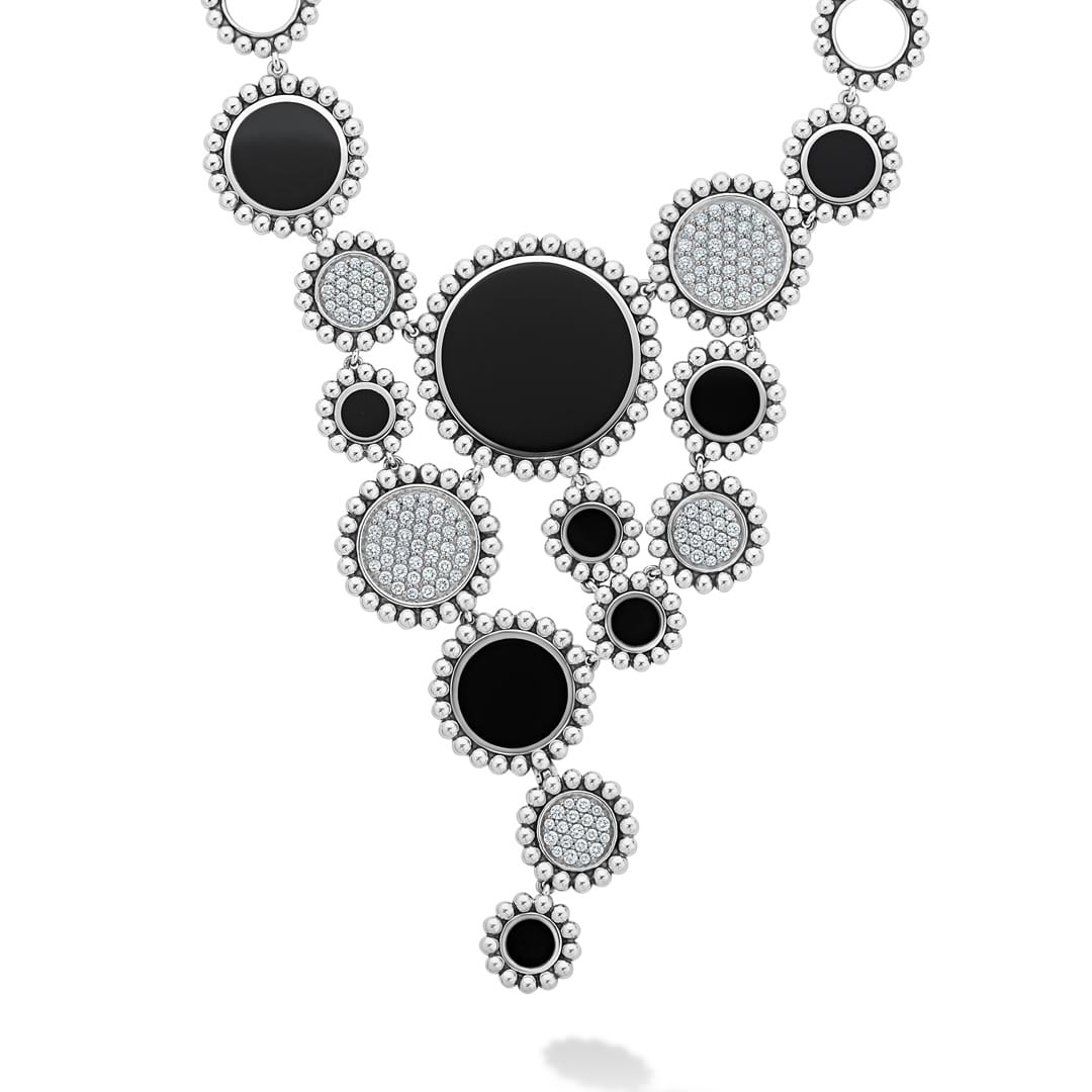Maya Onyx & Diamond Circle Statement Necklace
