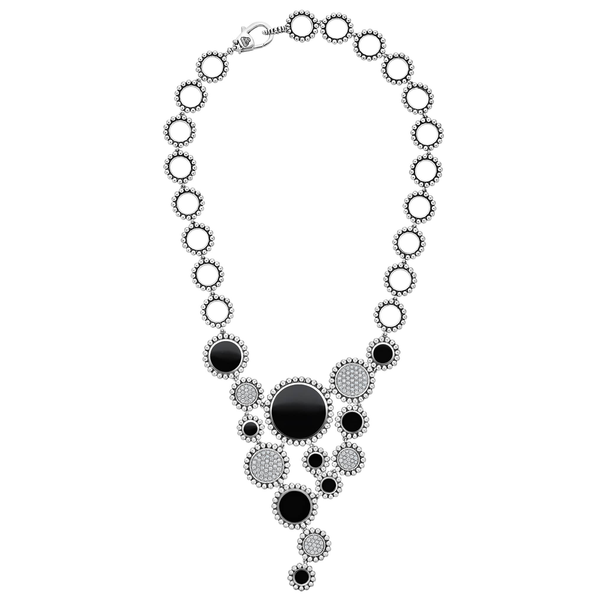 Maya Onyx & Diamond Circle Statement Necklace - Image 4