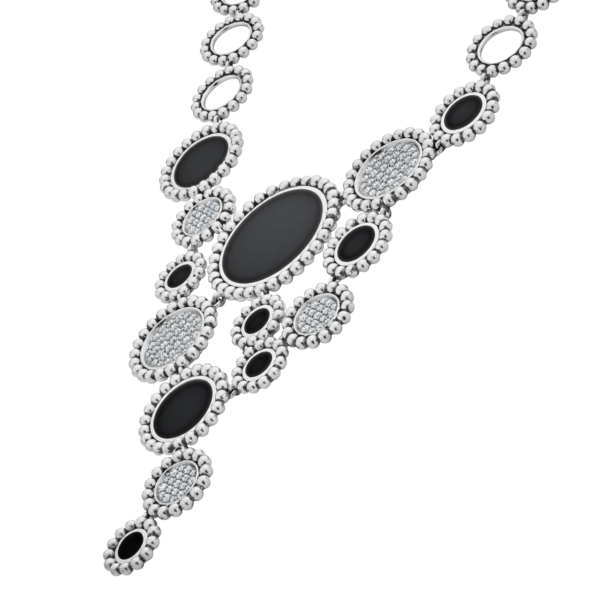 Maya Onyx & Diamond Circle Statement Necklace - Image 6