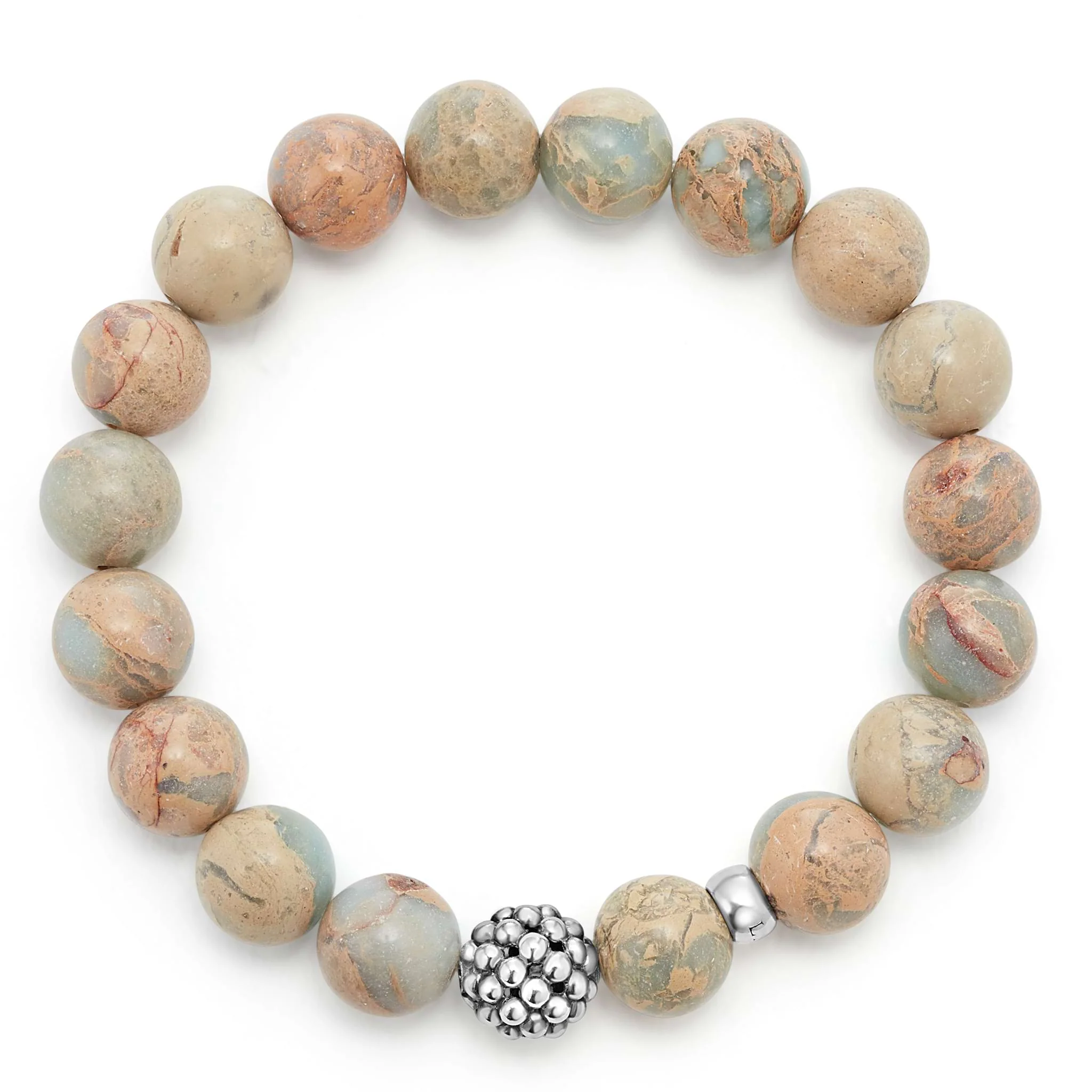 Maya Aqua Tera Jasper Silver Station Bead Bracelet - Image 3