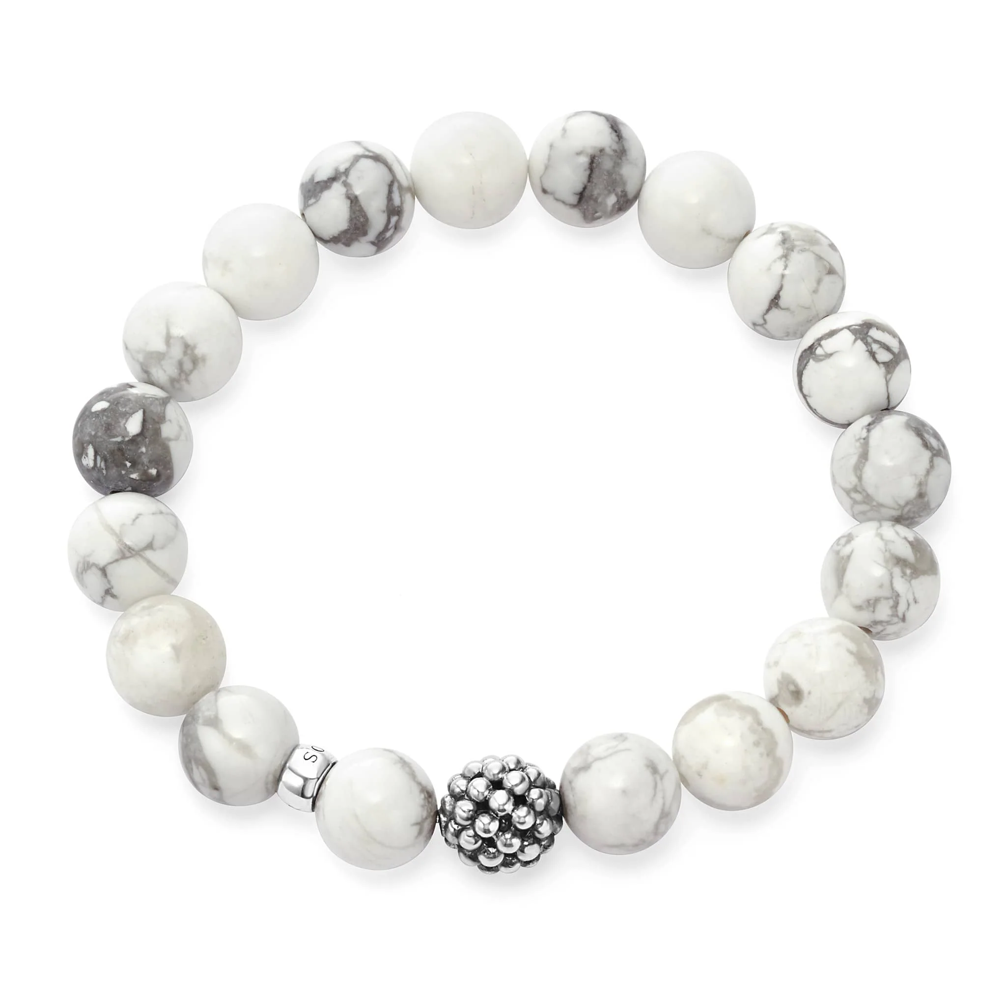 Maya Howlite Silver Station Bead Bracelet - Image 3