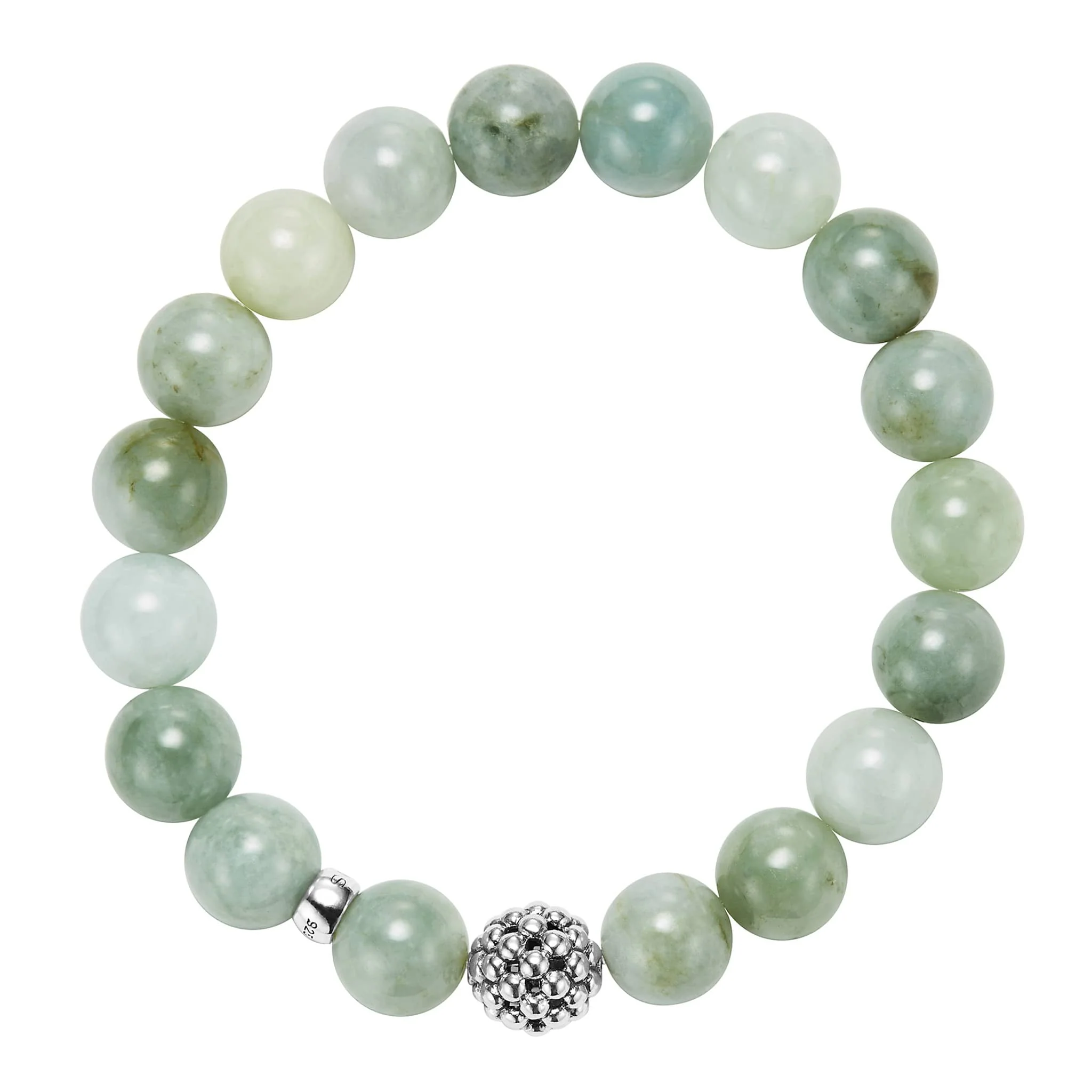 Maya Jade Silver Station Bead Bracelet - Image 3