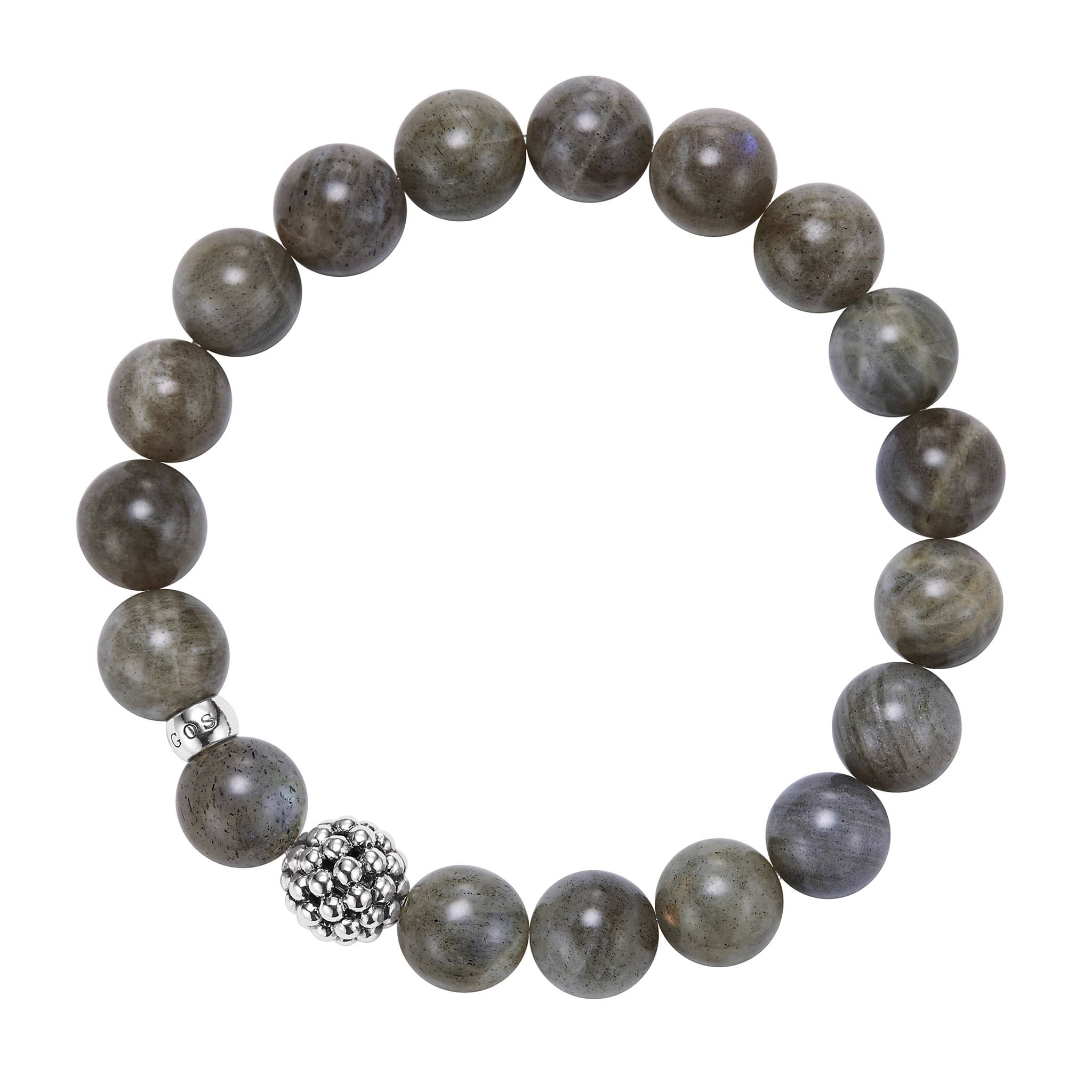 Maya Labradorite Silver Station Bead Bracelet - Image 3