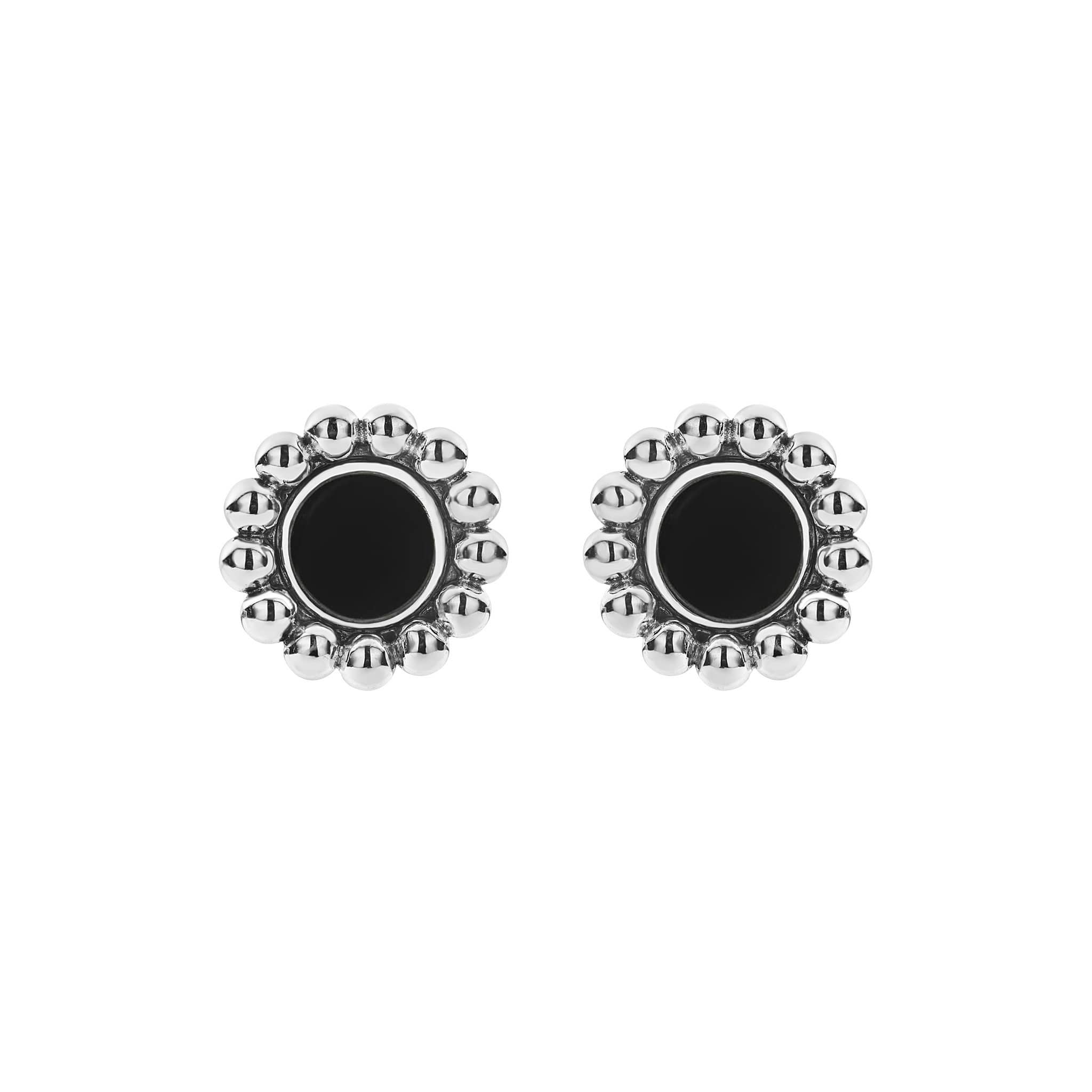 Maya Sterling Silver Onyx Circle Stud Earrings - Image 3