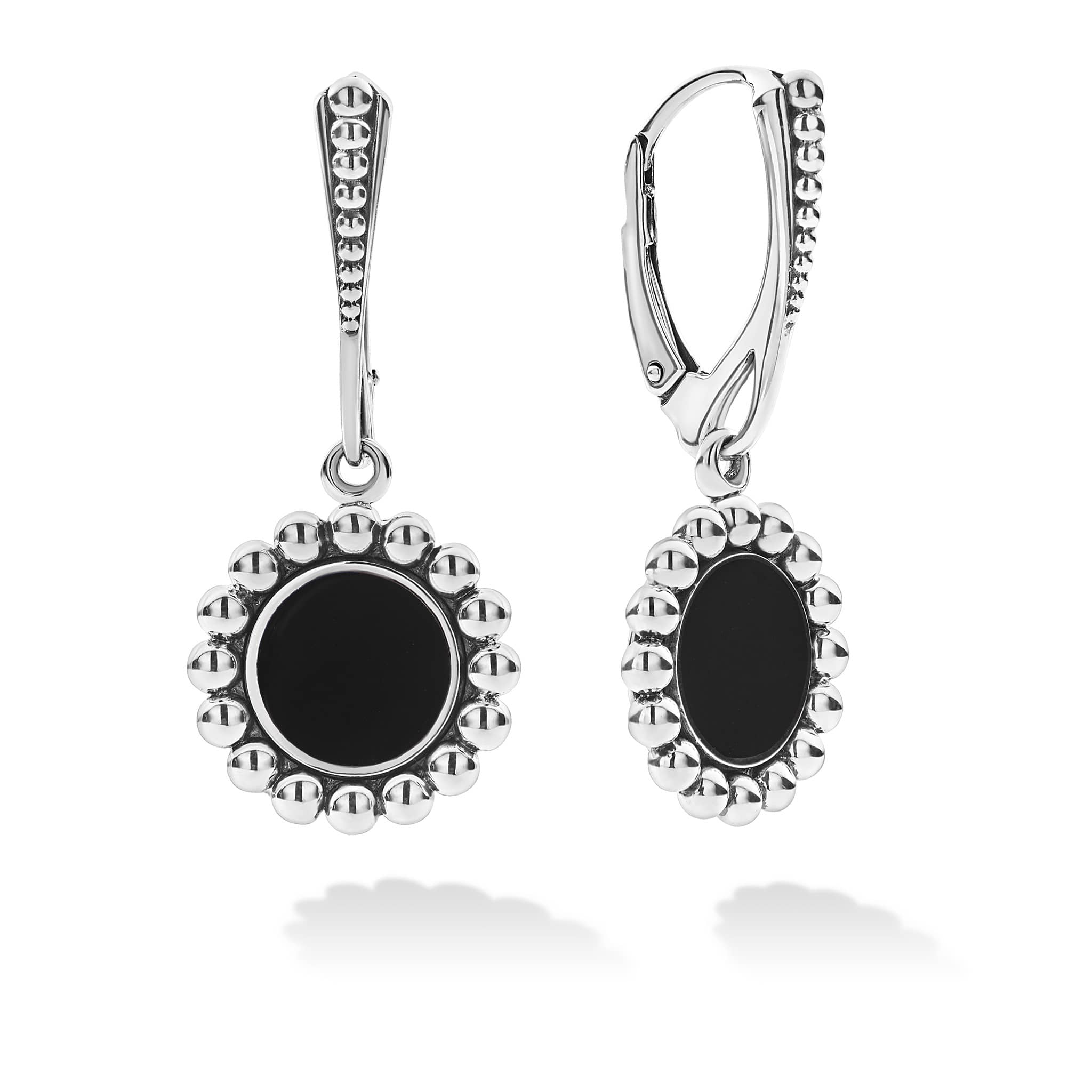Maya Sterling Silver Small Onyx Circle Drop Earrings