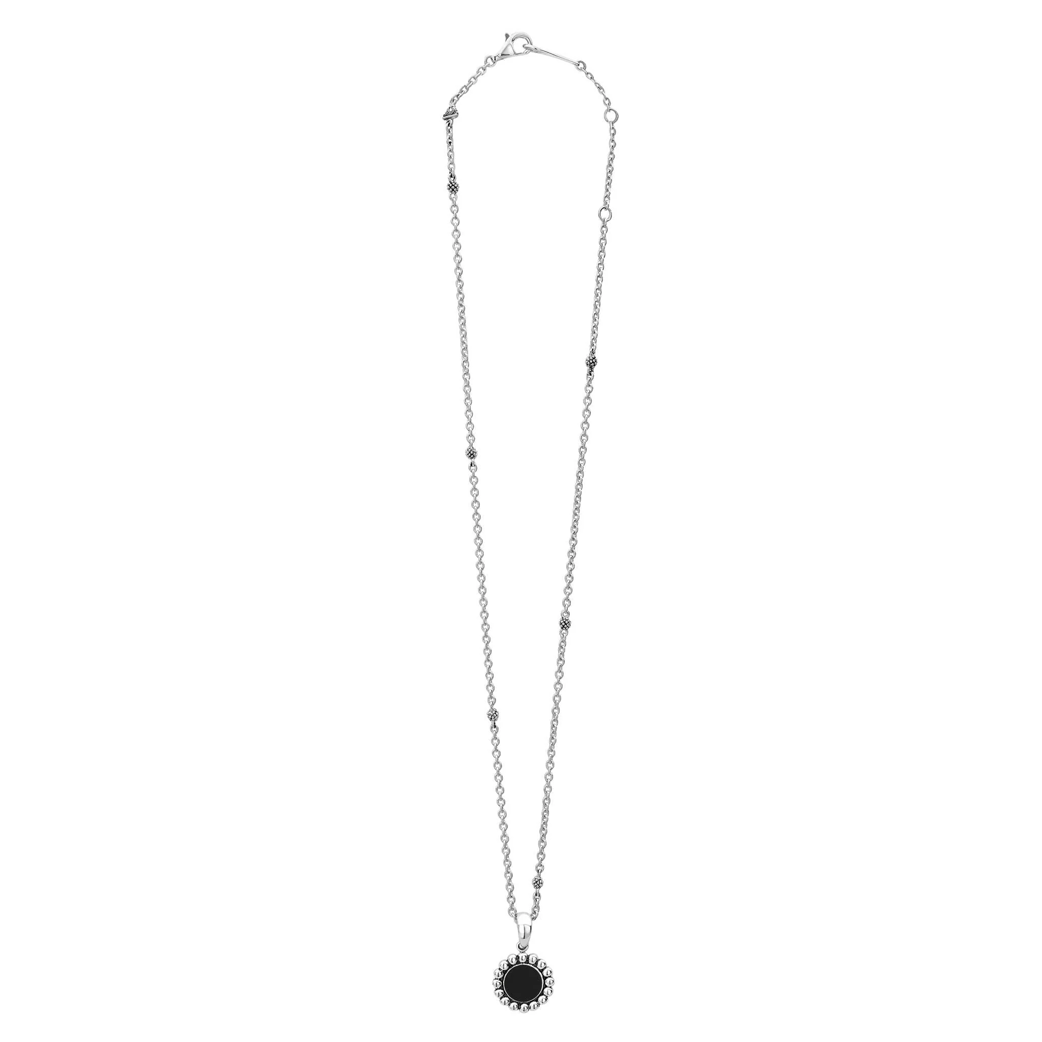 Maya Sterling Silver Small Onyx Circle Pendant Necklace - Image 3