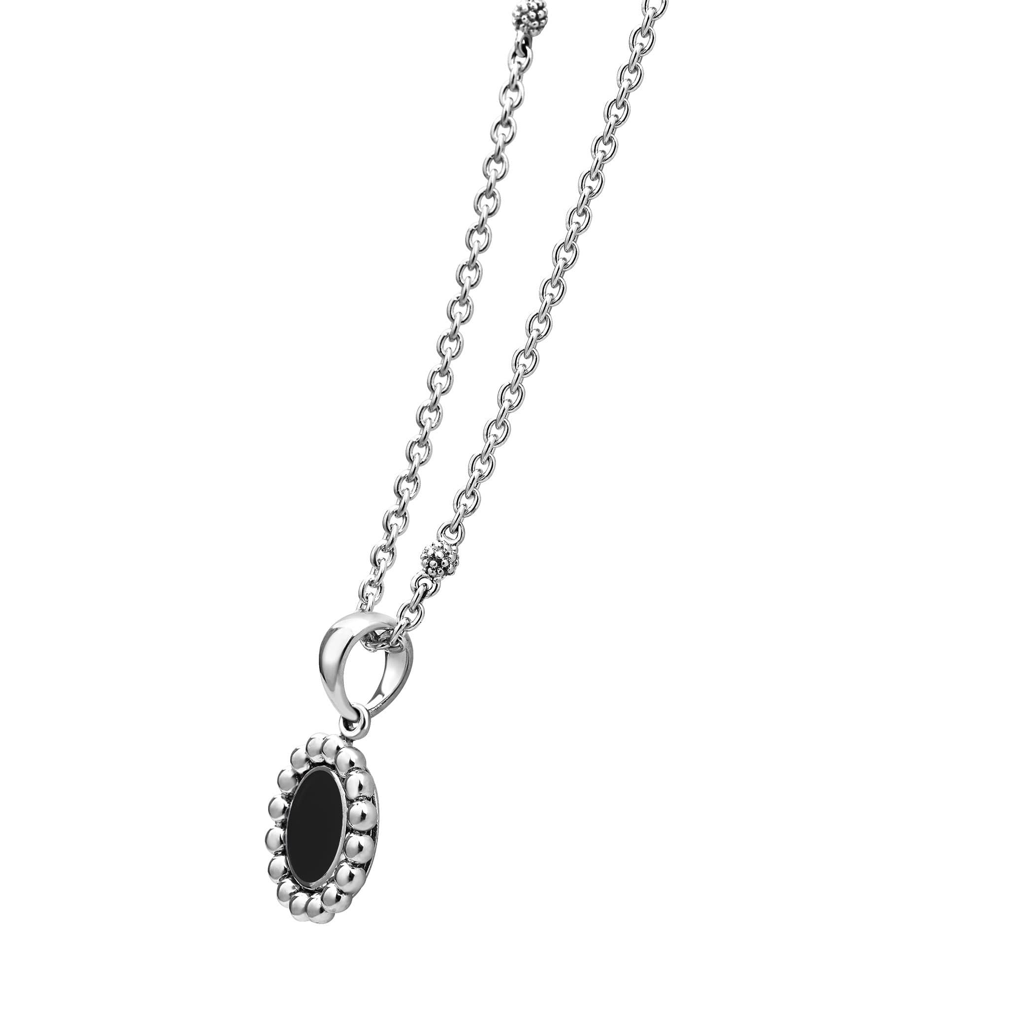 Maya Sterling Silver Small Onyx Circle Pendant Necklace - Image 5