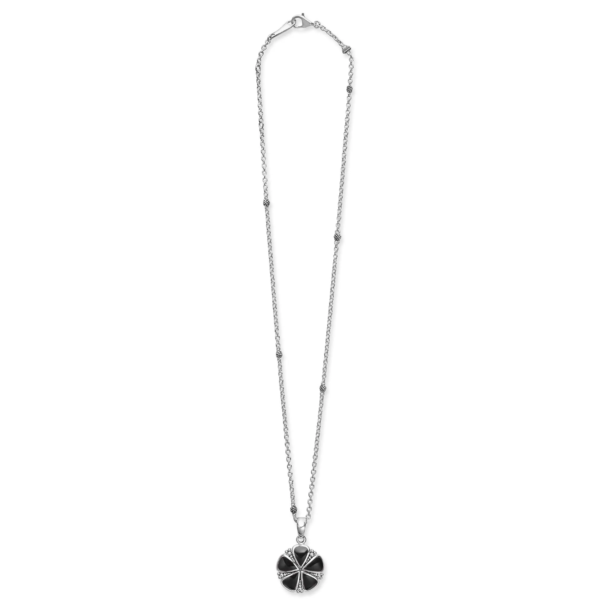 Maya Onyx Flower Pendant Necklace - Image 3